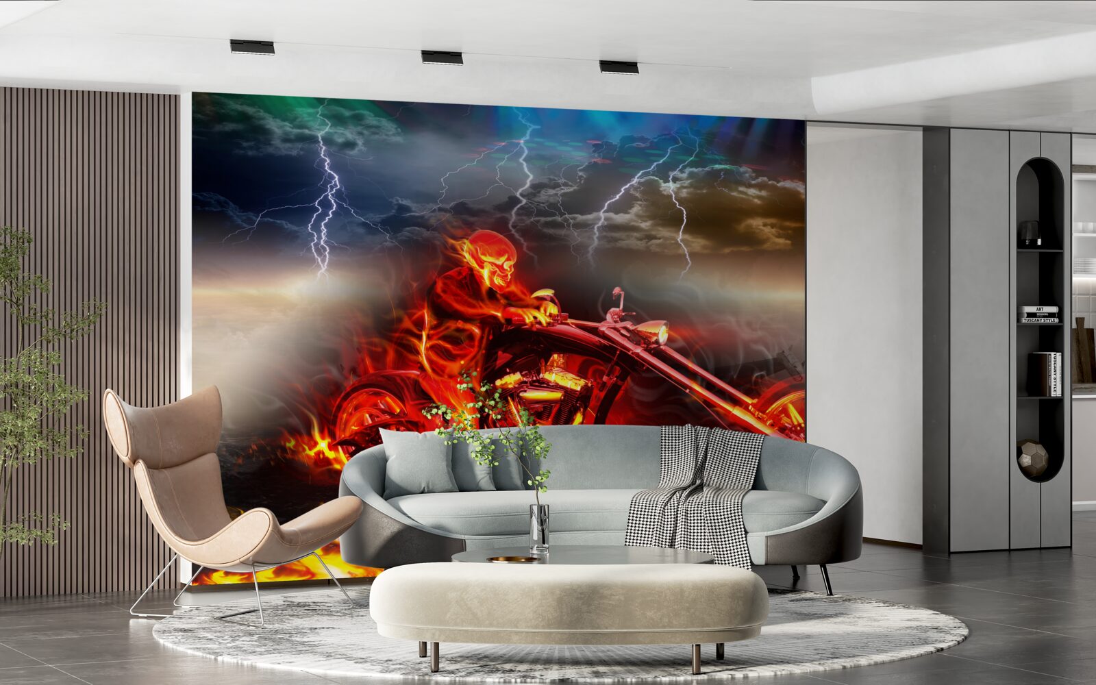 Фотошпалери велосипедист у вогні