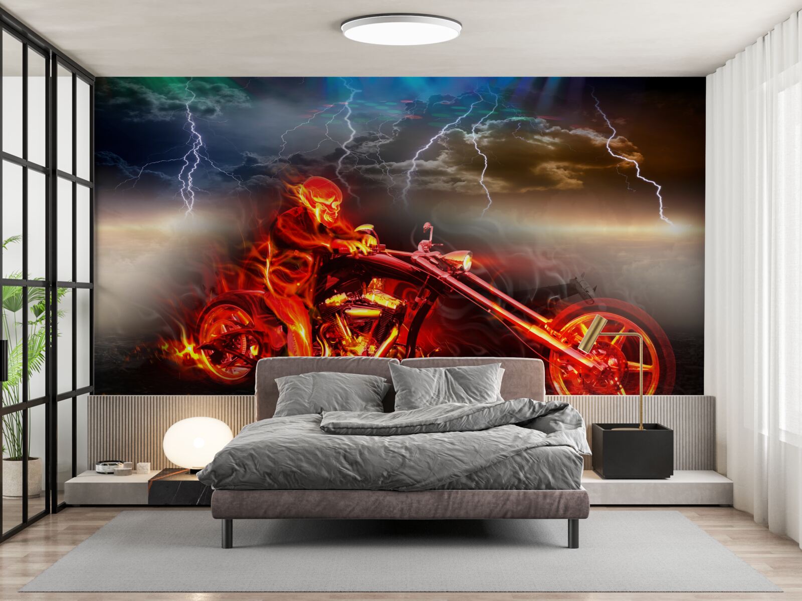 Фотошпалери велосипедист у вогні