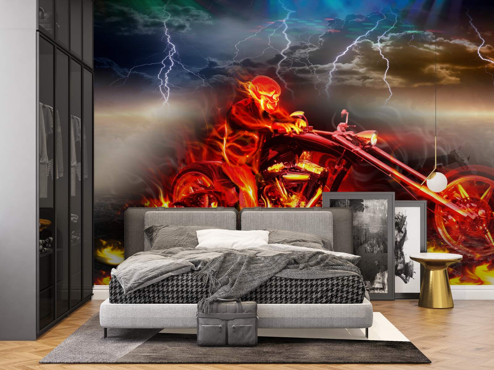 Фотошпалери велосипедист у вогні