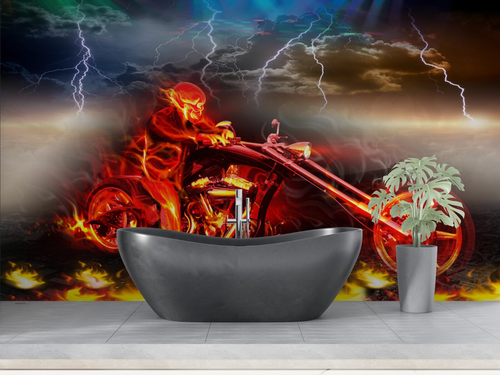 Фотошпалери велосипедист у вогні