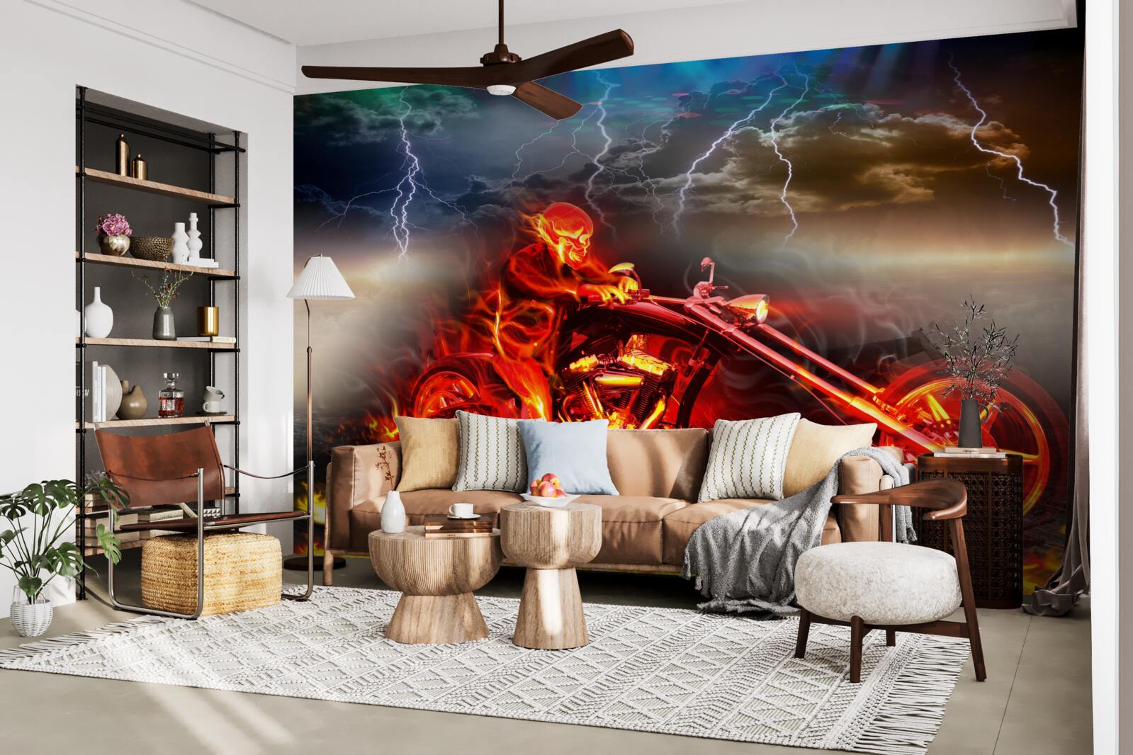 Фотошпалери велосипедист у вогні