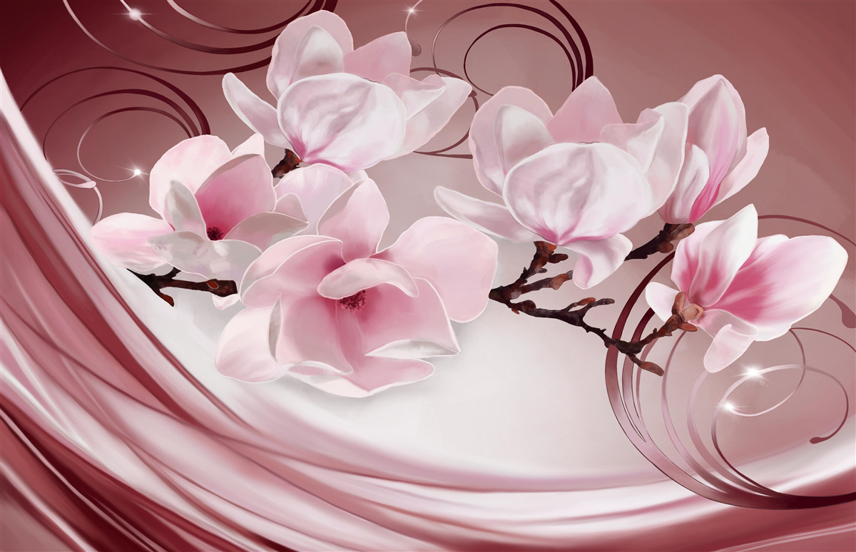 Фотошпалери великі рожеві квіти на рожевому тлі