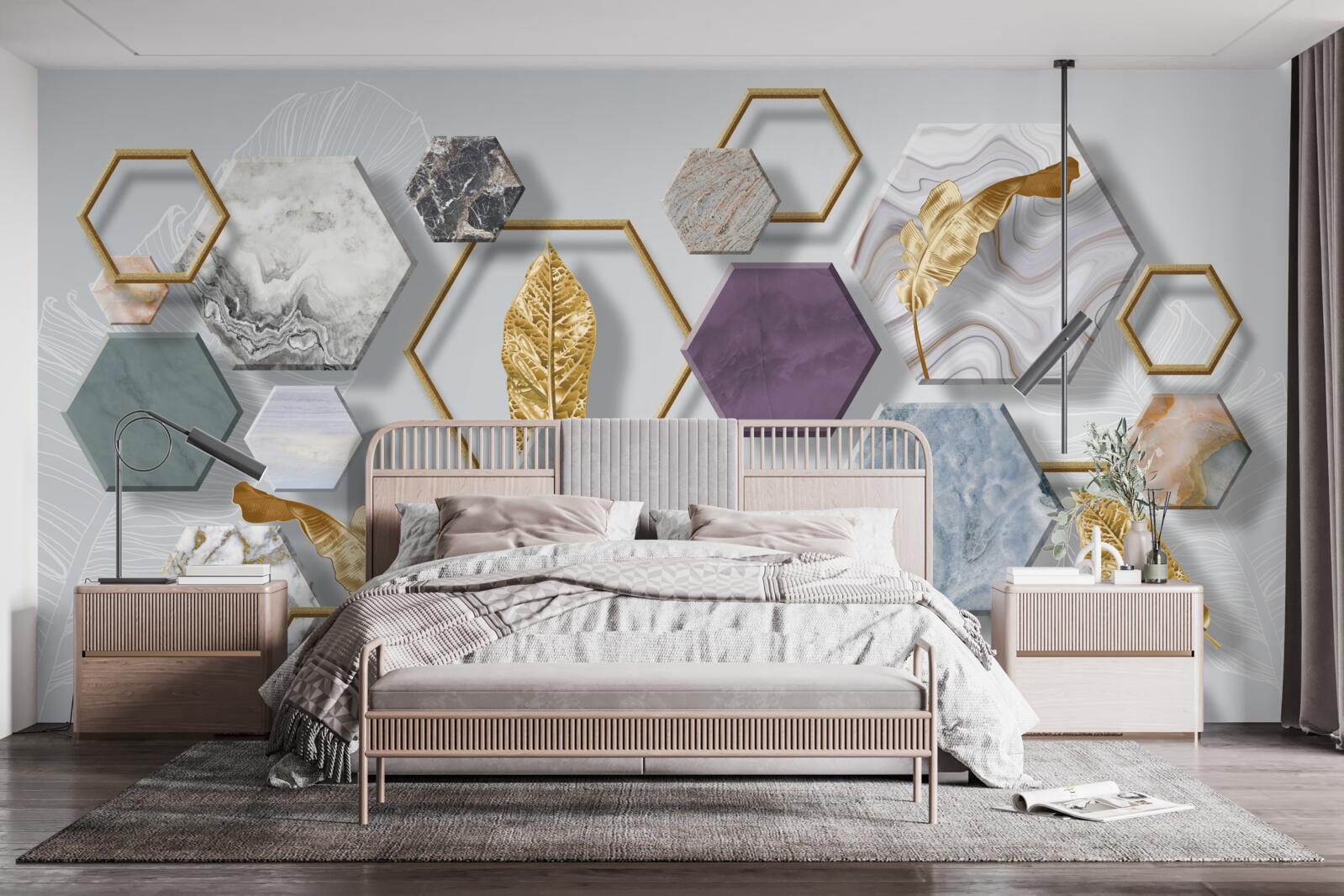 Фотошпалери п'ятикутники з різним вмістом