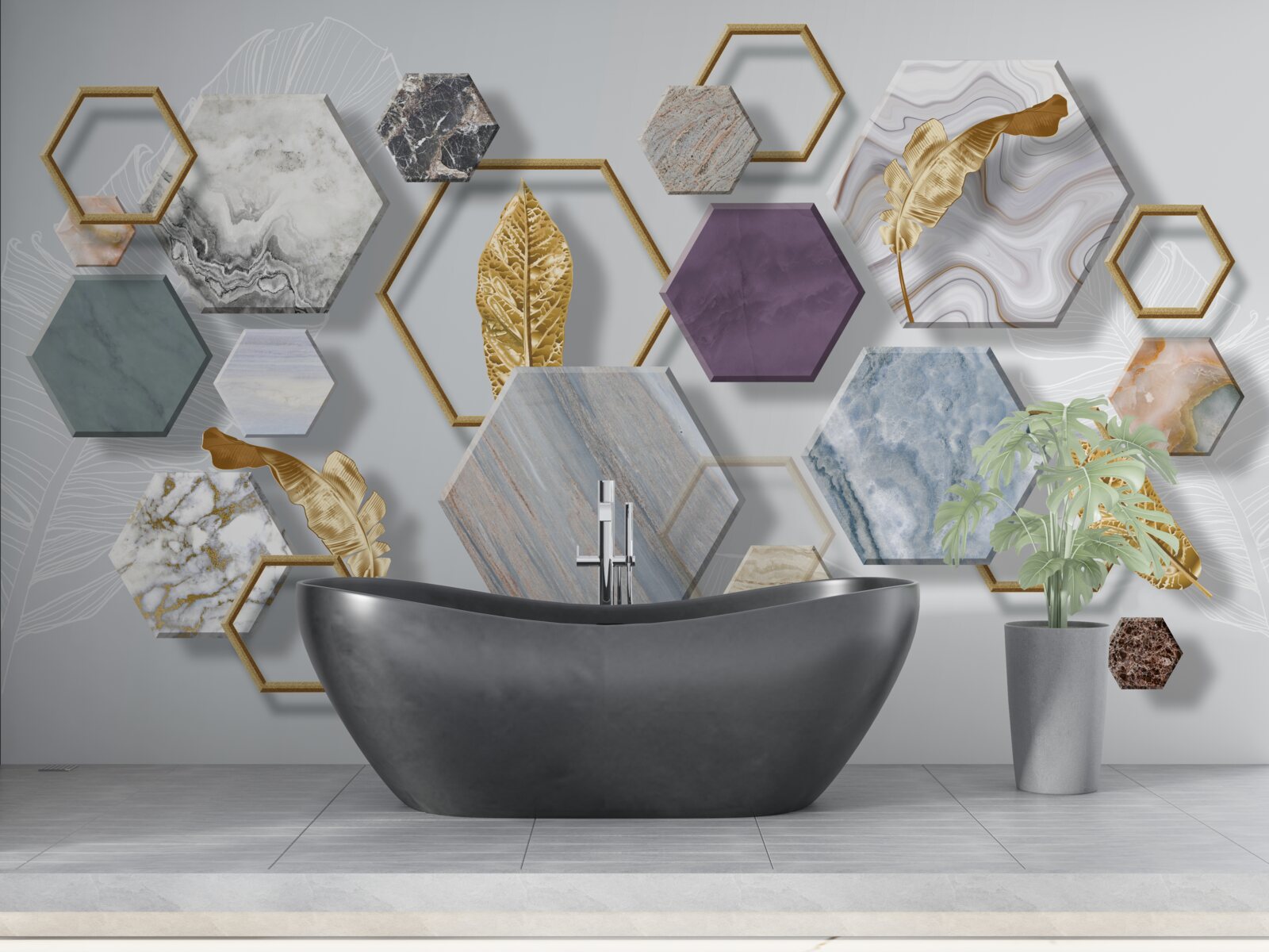 Фотошпалери п'ятикутники з різним вмістом