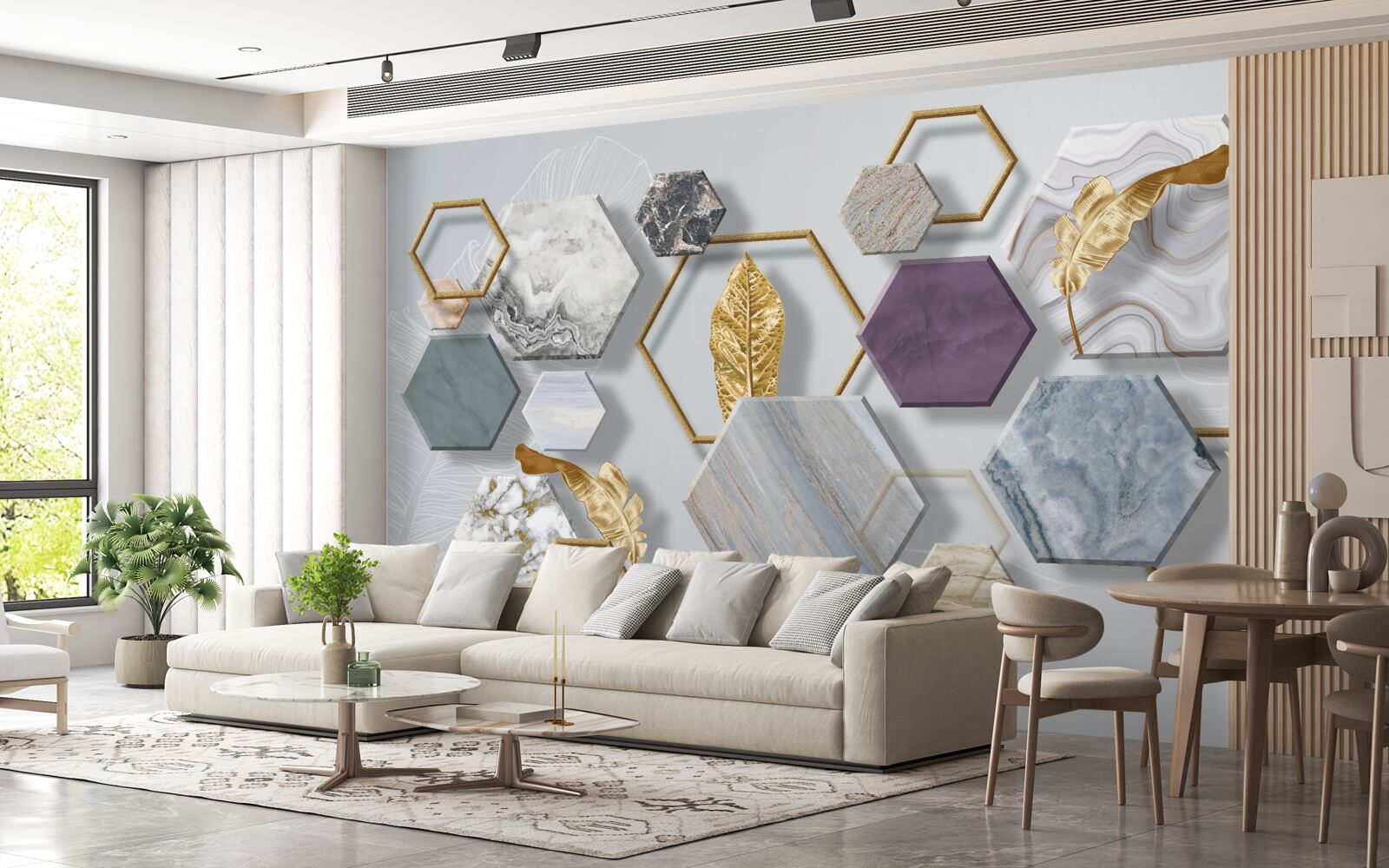 Фотошпалери п'ятикутники з різним вмістом