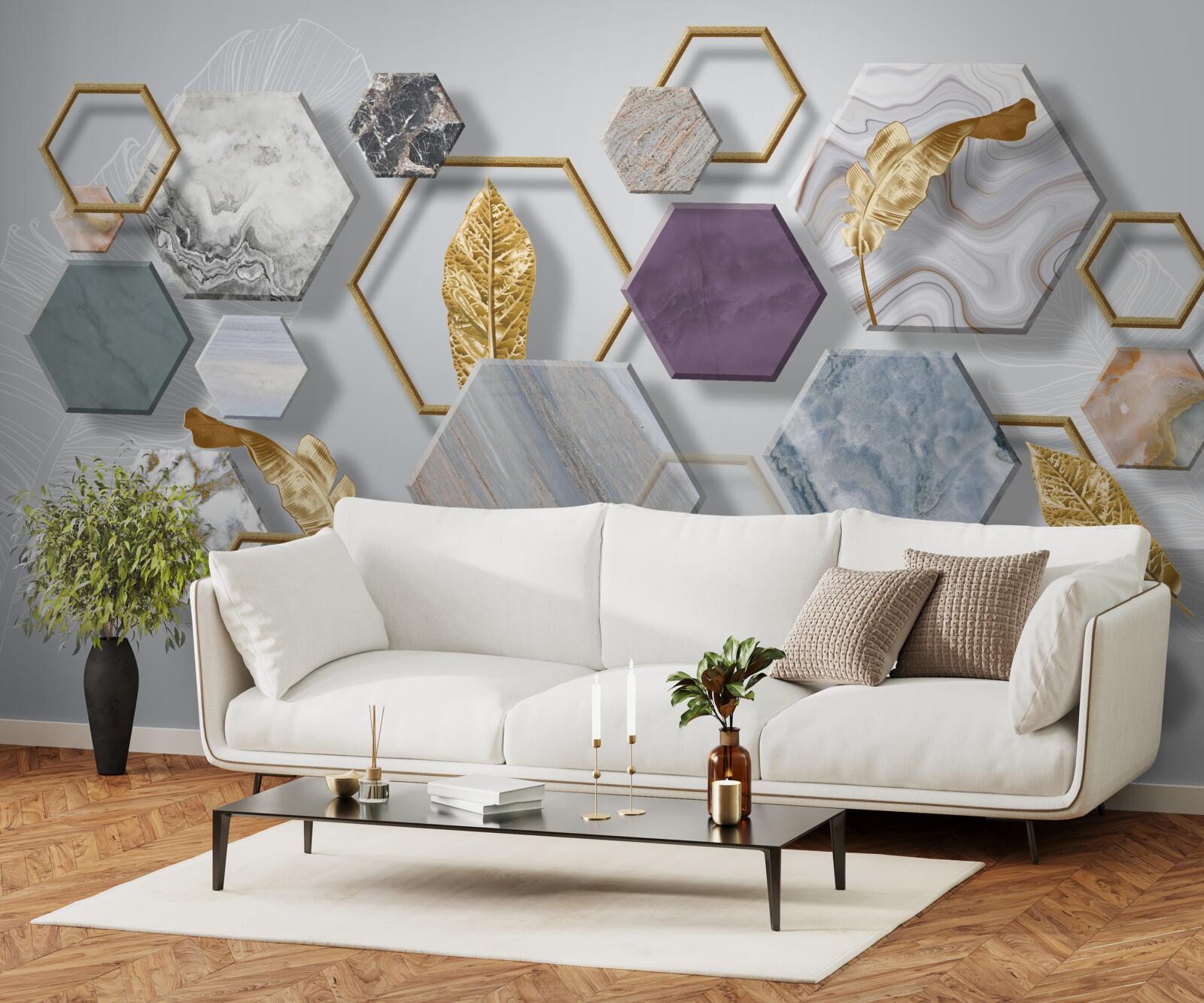 Фотошпалери п'ятикутники з різним вмістом