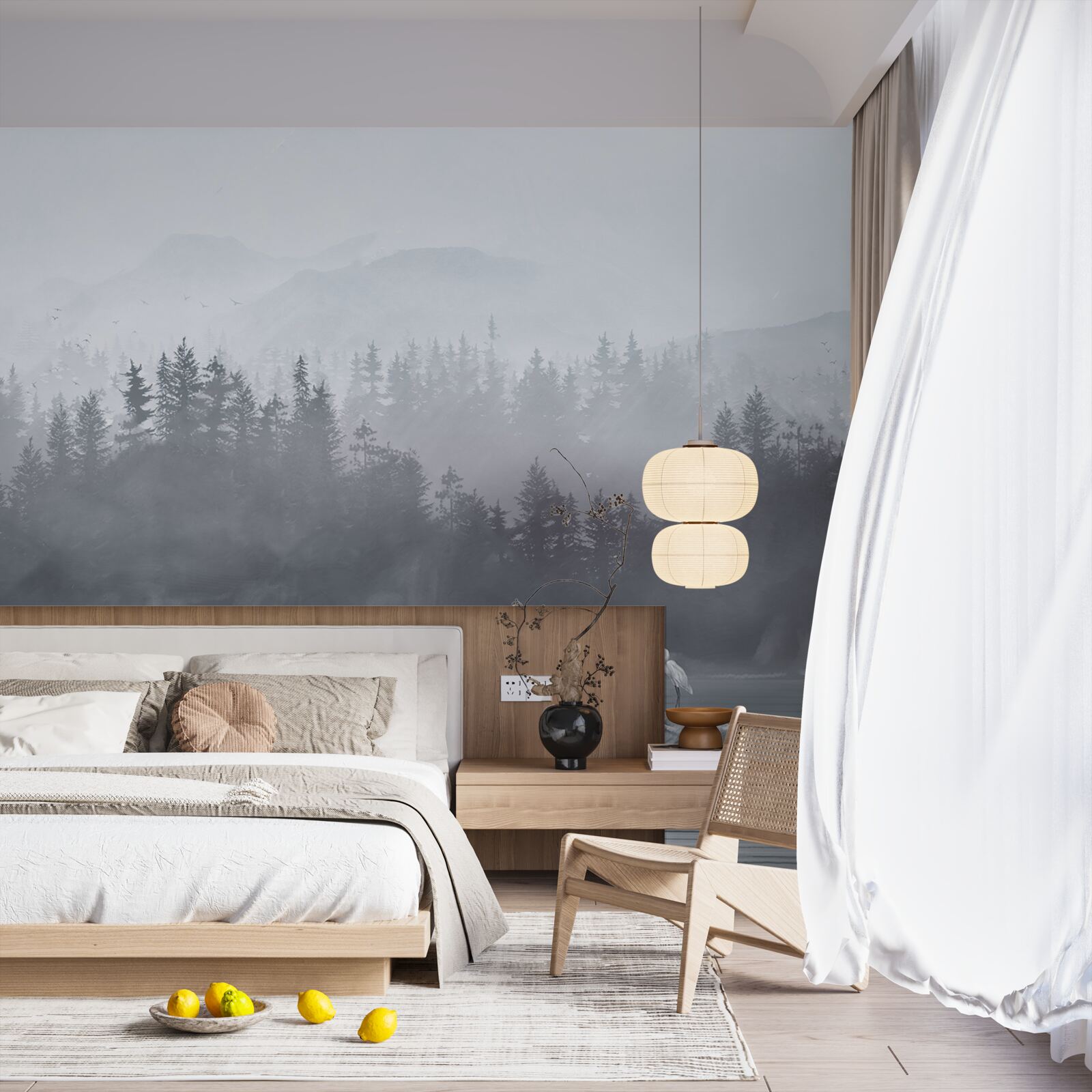 Фотошпалери Журавель живе самотньо на скелі посеред озера