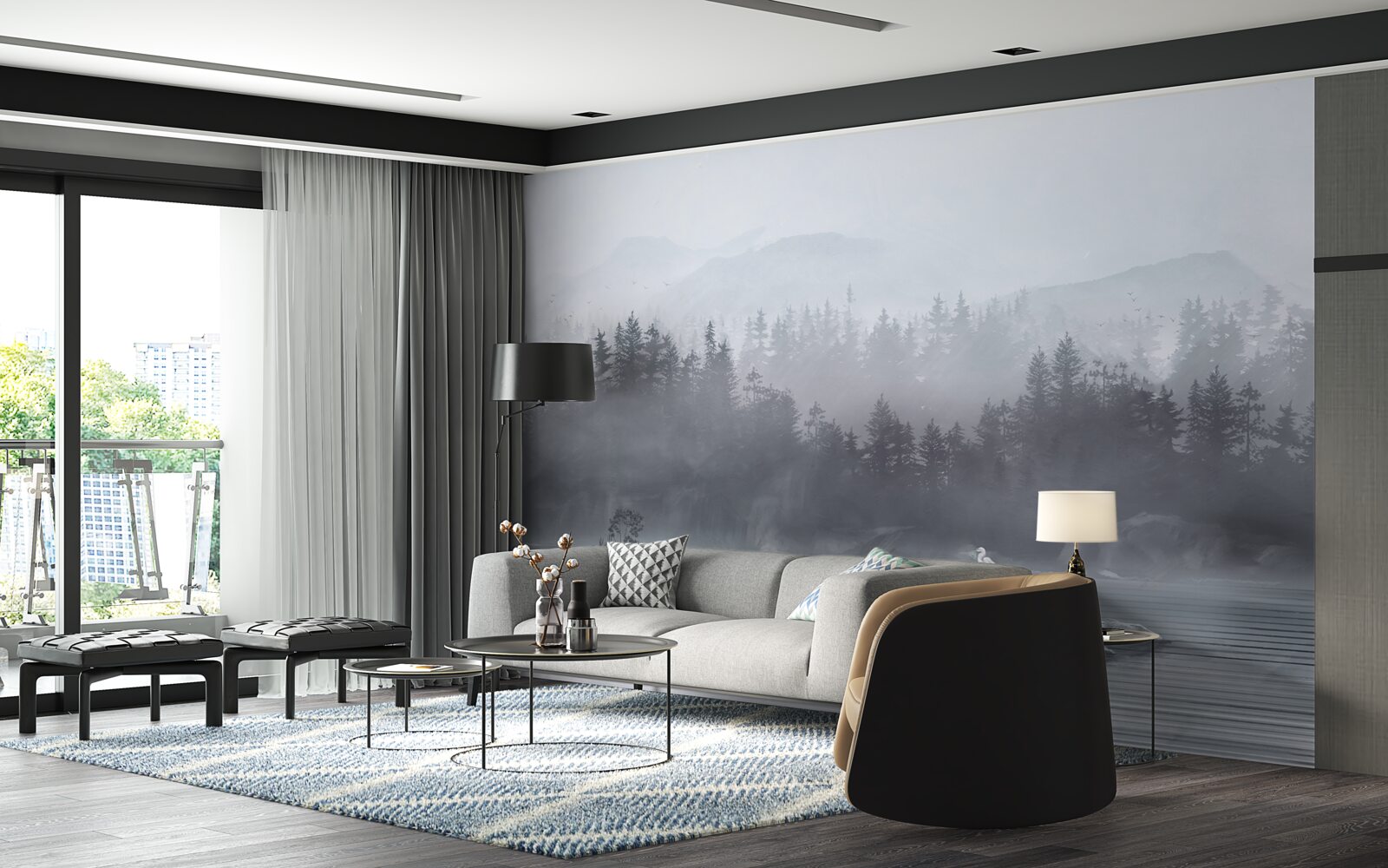 Фотошпалери Журавель живе самотньо на скелі посеред озера