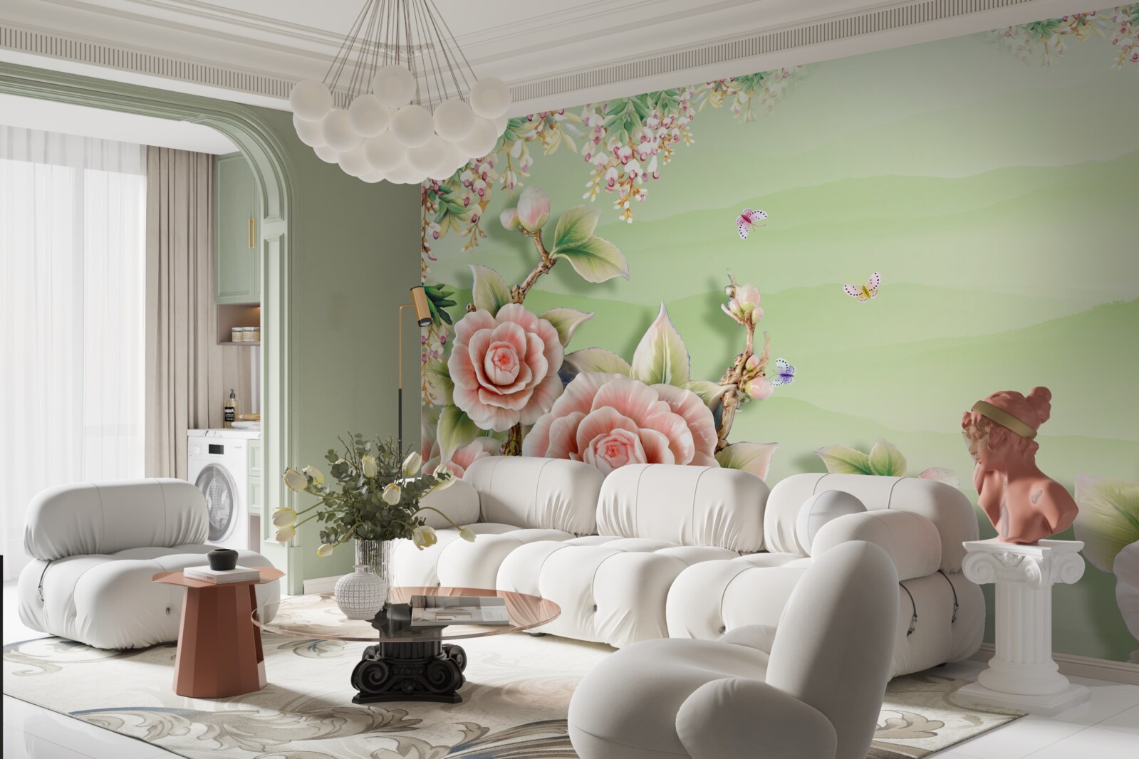 Фотошпалери розкішні порцелянові троянди