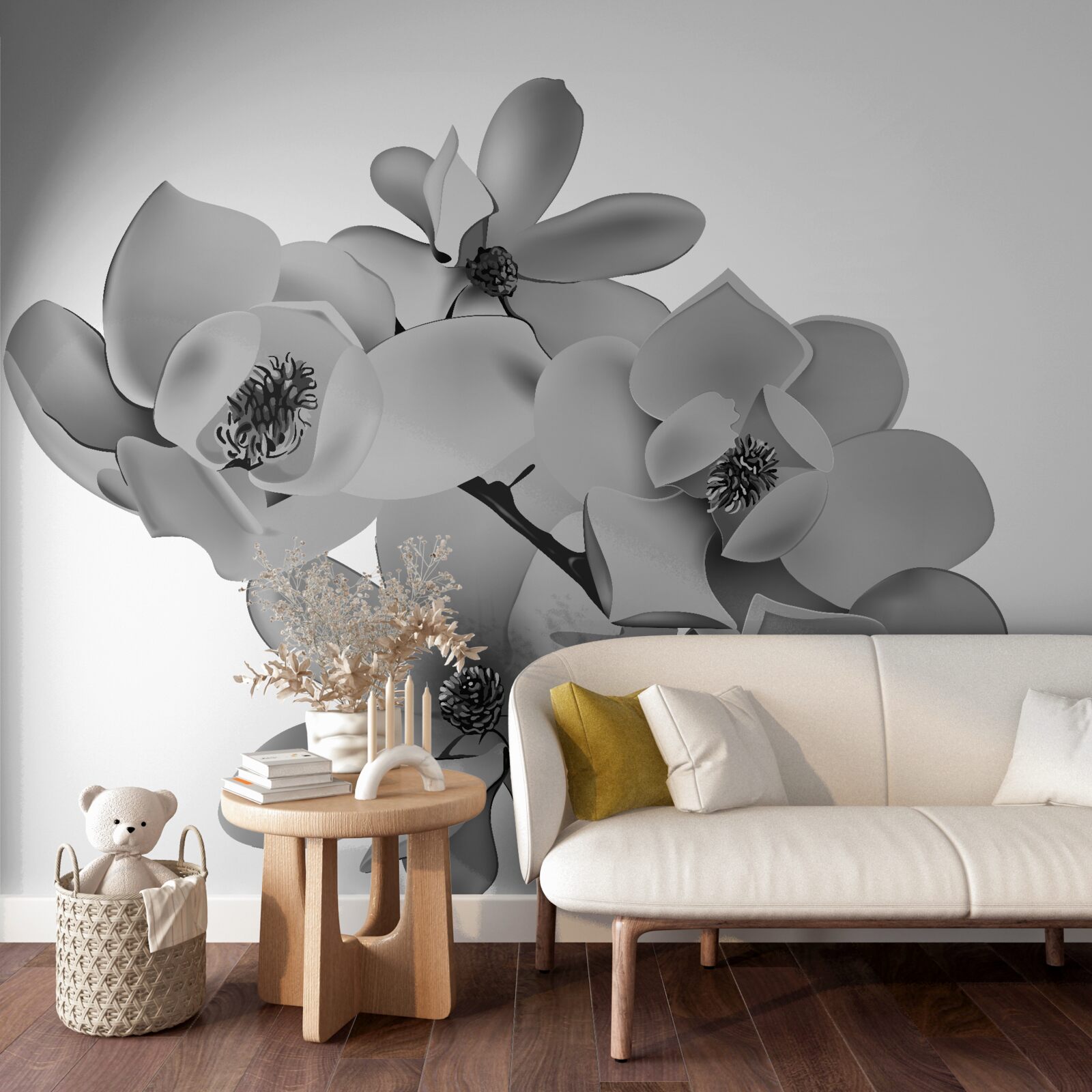 Фотошпалери червоні квіти на чистому білому тлі