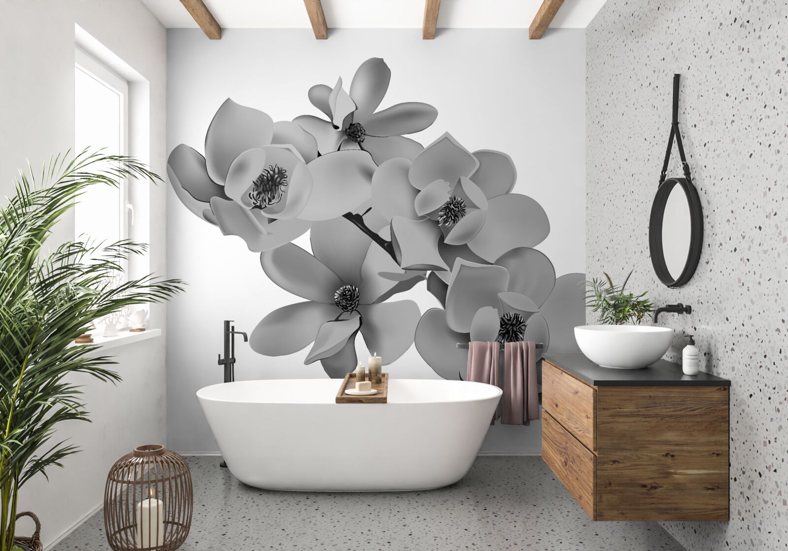 Фотошпалери червоні квіти на чистому білому тлі