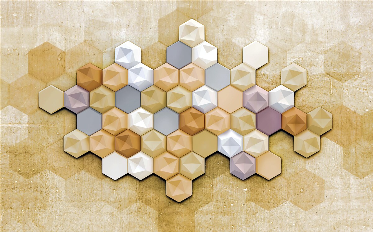 Фотошпалери стільниковий дизайн у яскравих мозаїчних тонах