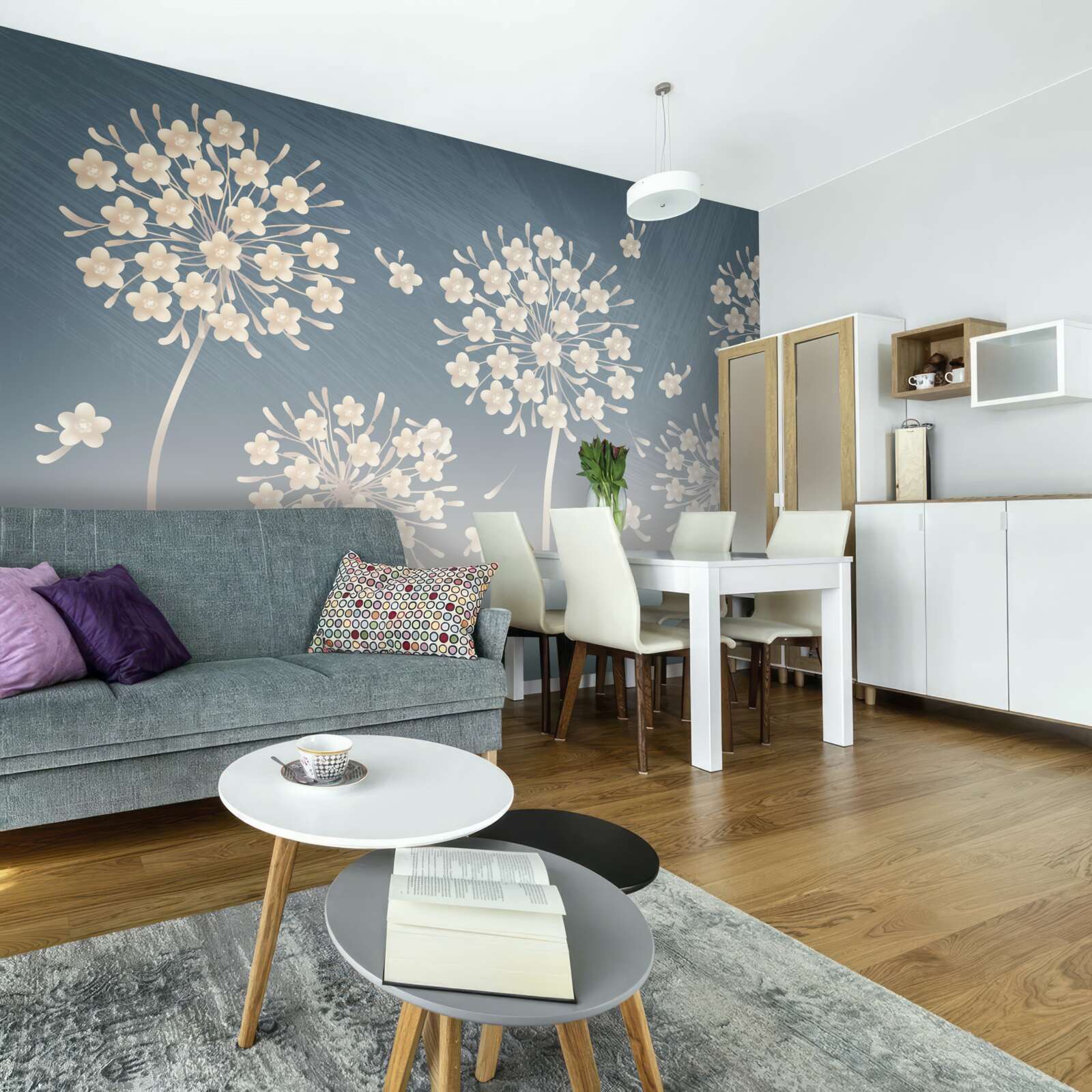 Фотошпалери Білосніжні квіти на тлі блакитного неба