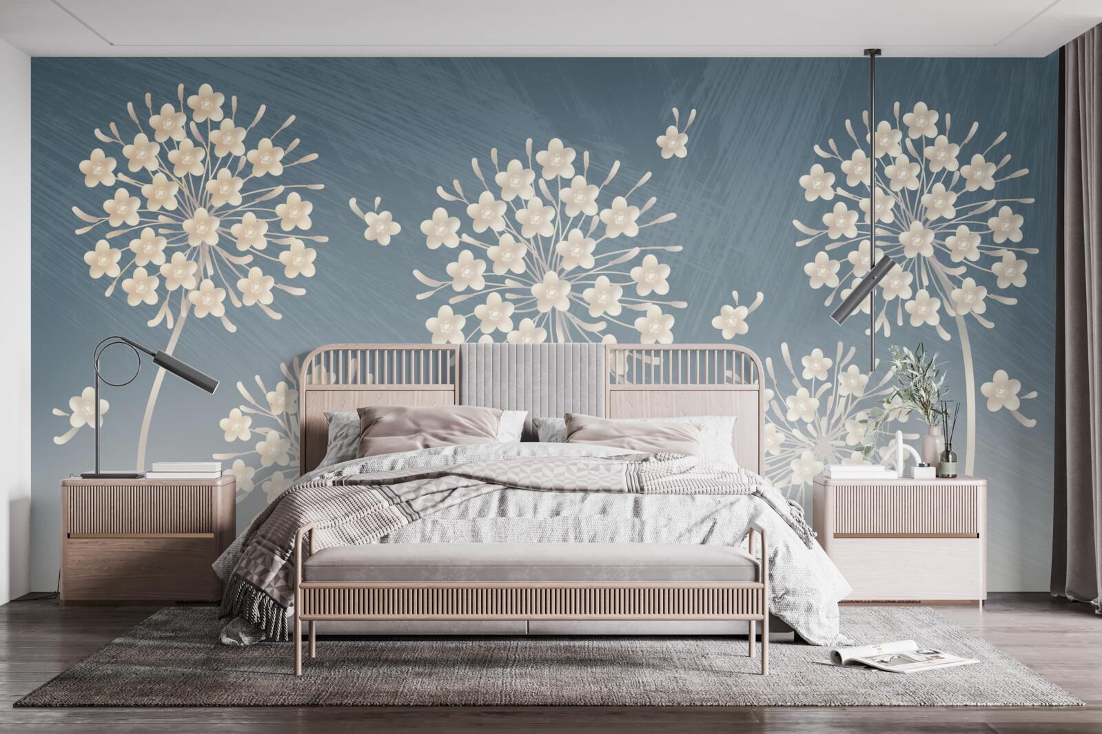 Фотошпалери Білосніжні квіти на тлі блакитного неба