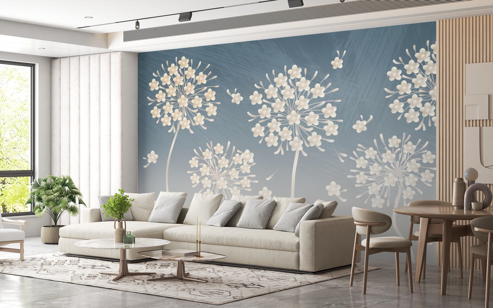 Фотошпалери Білосніжні квіти на тлі блакитного неба