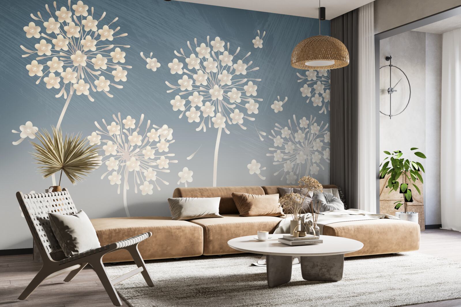 Фотошпалери Білосніжні квіти на тлі блакитного неба