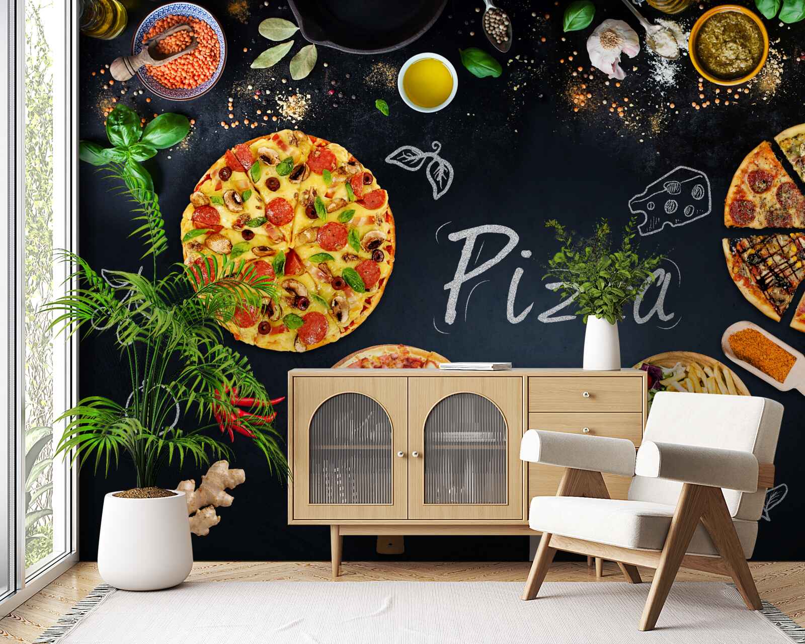 Фотошпалери інші харчові продукти, такі як піца