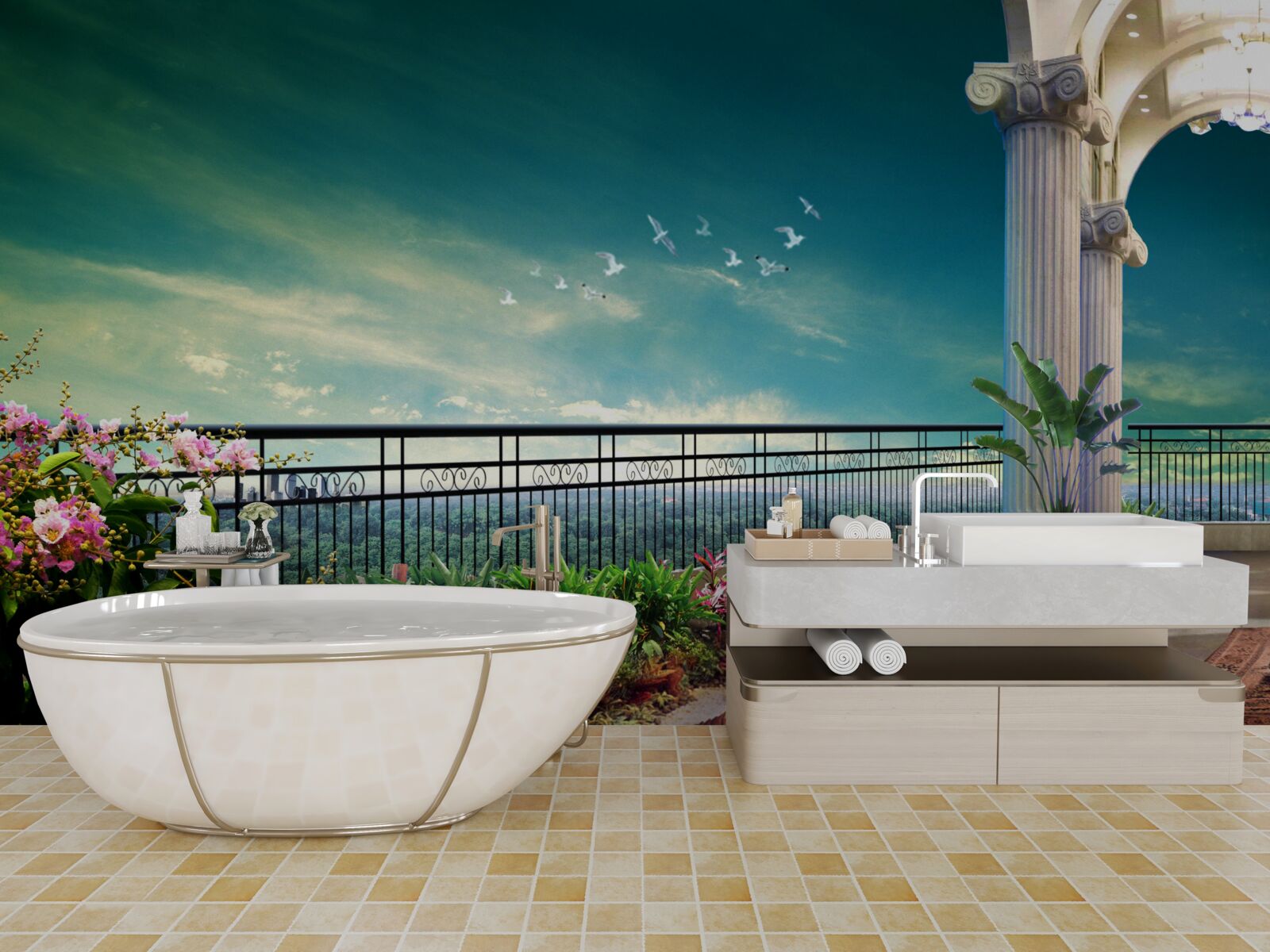 Фотошпалери альтанка на літньому майданчику