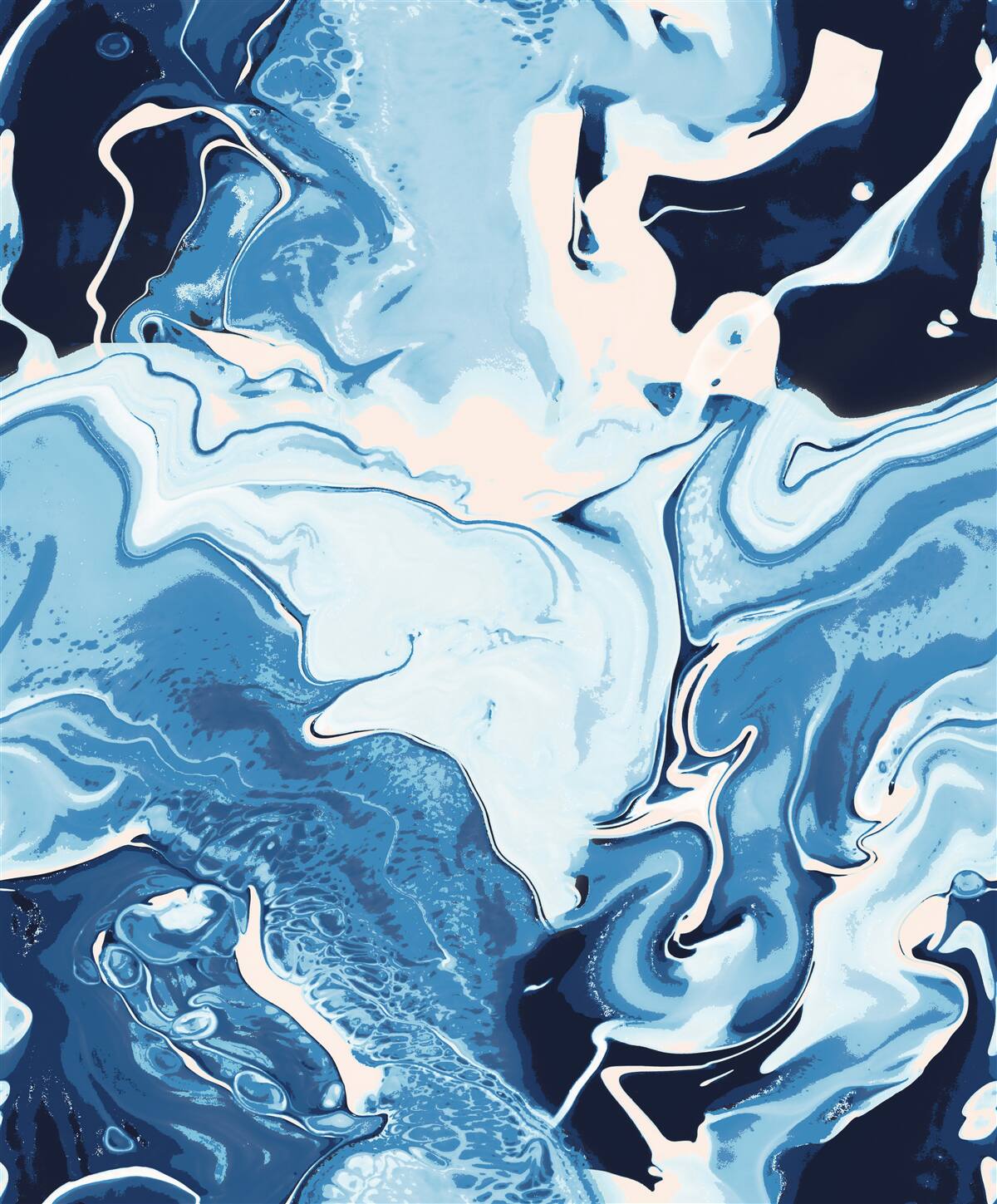 Фотошпалери зображення хвиль у відтінках синього на мармуровому тлі