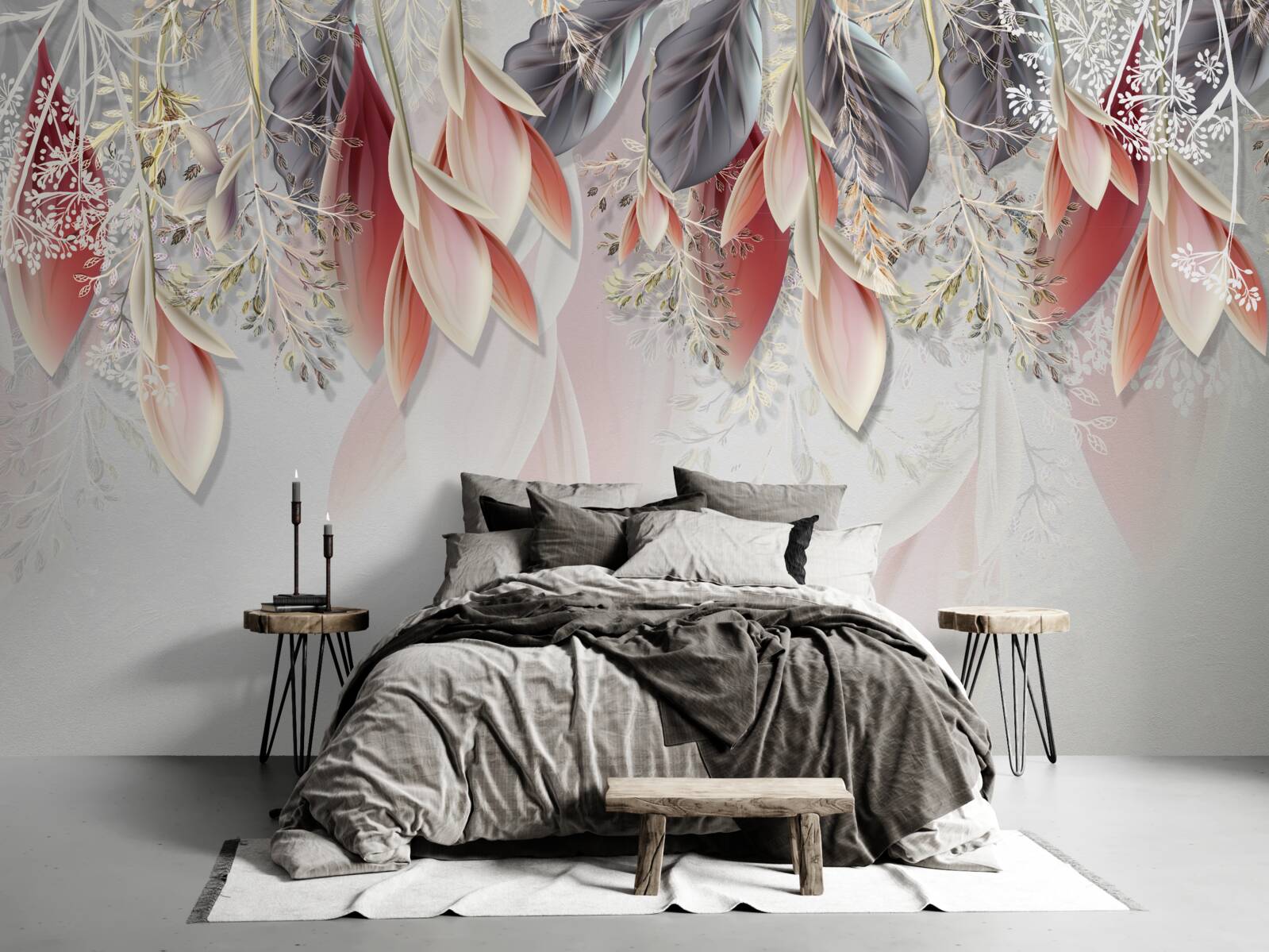 Фотошпалери композиційна лінія рожевого кольору, що спускається донизу