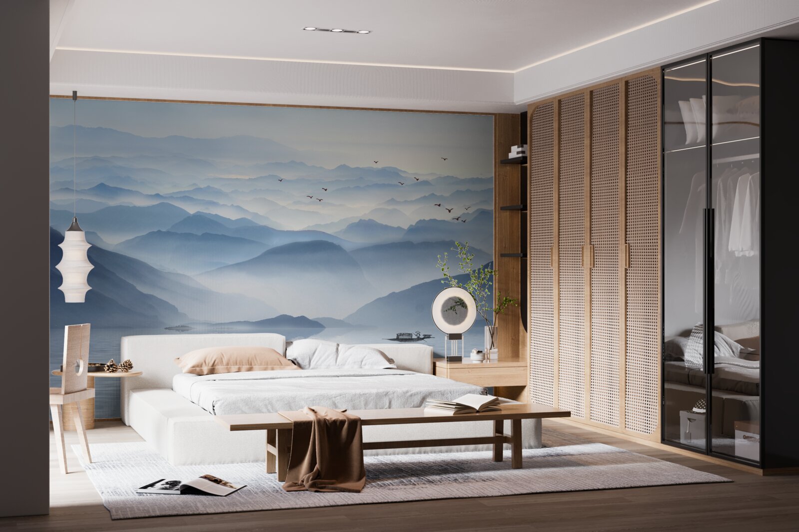 Фотошпалери туман густо огортає гірську річку