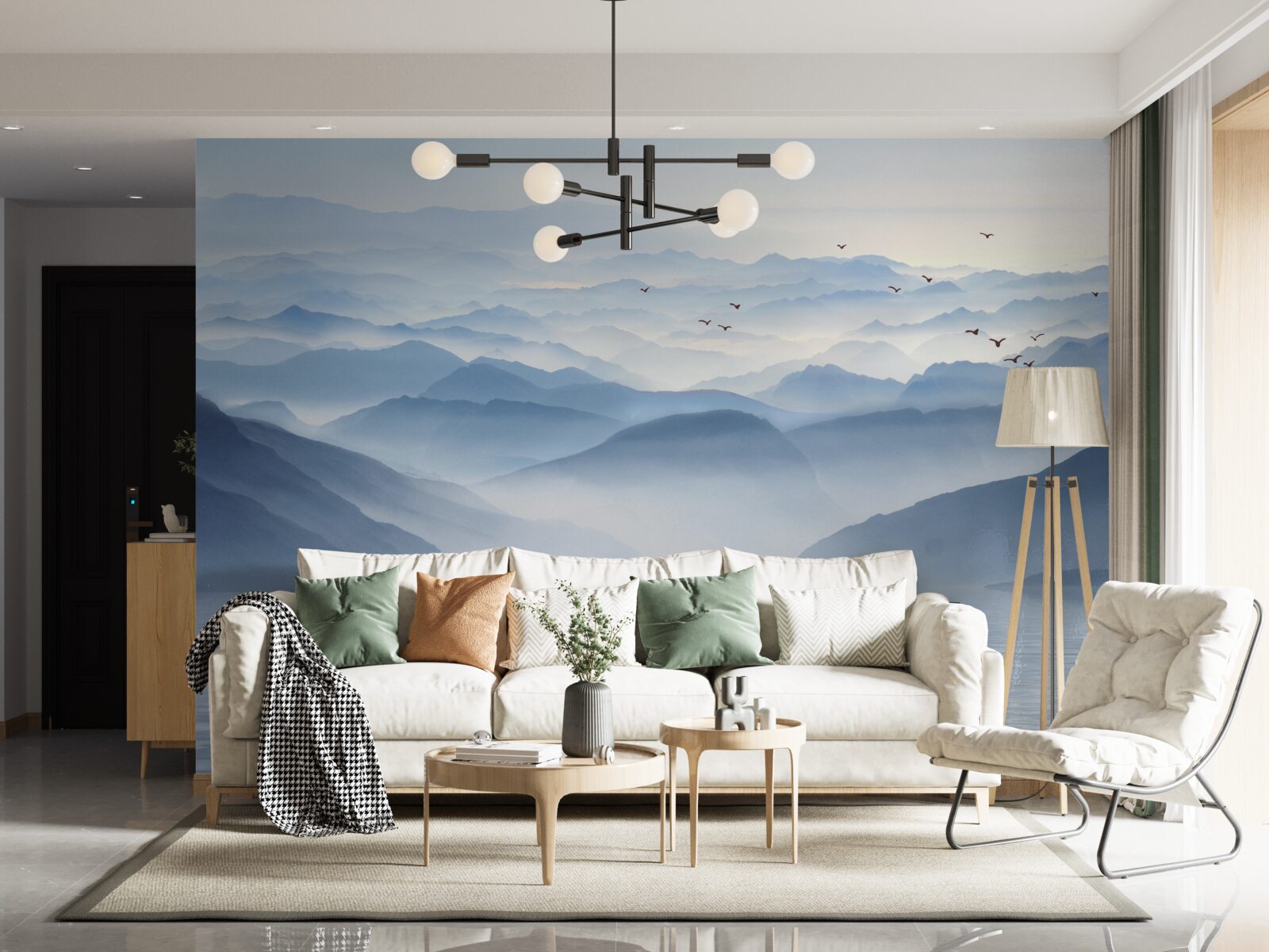 Фотошпалери туман густо огортає гірську річку