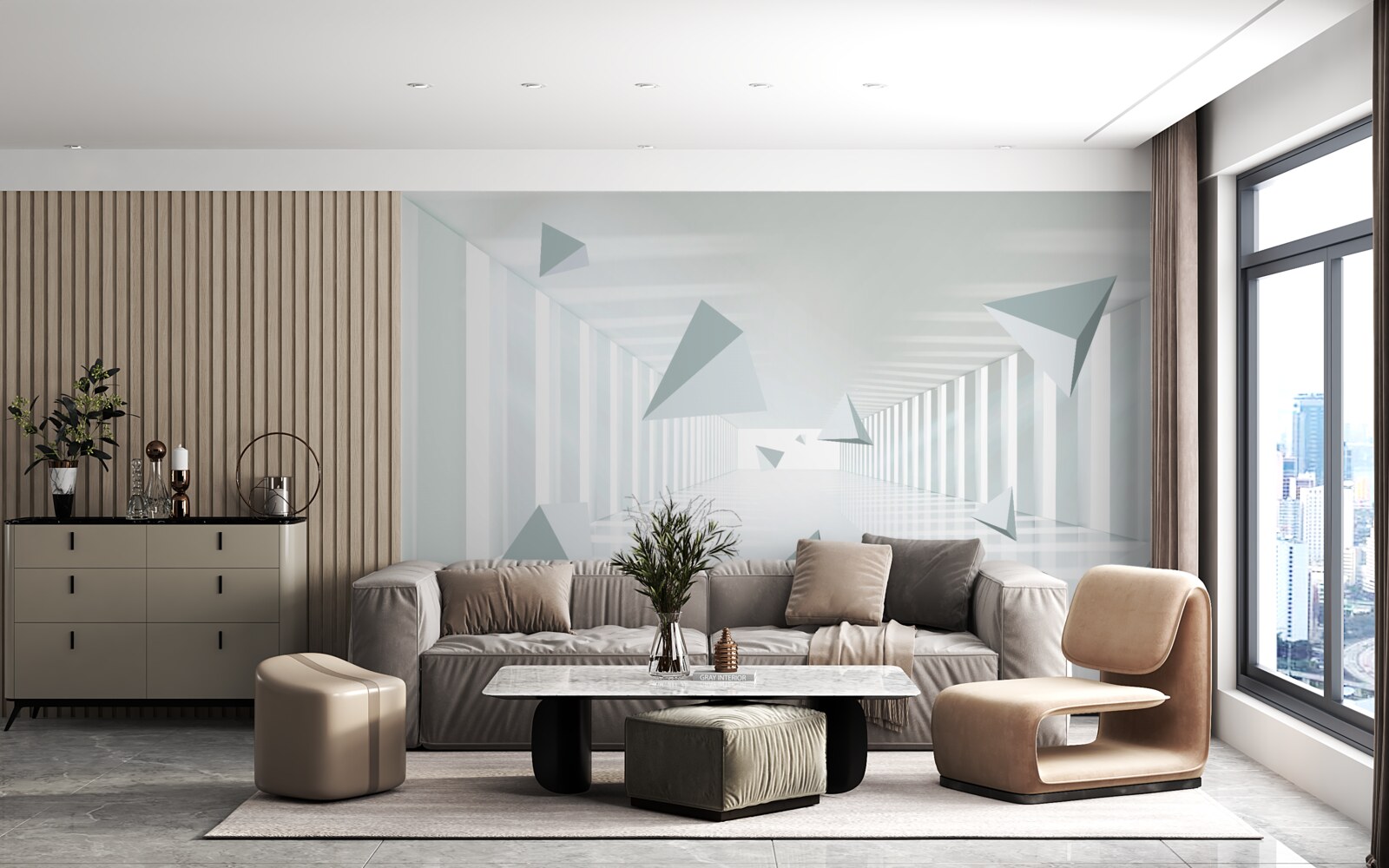 Фотошпалери нескінченні тунельні та трикутні форми