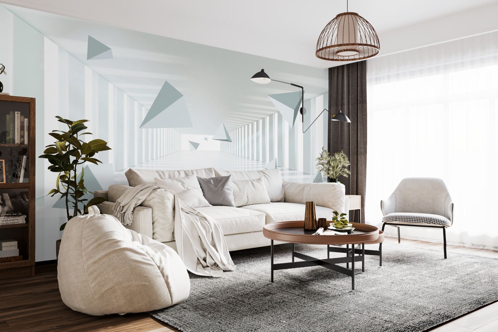 Фотошпалери нескінченні тунельні та трикутні форми