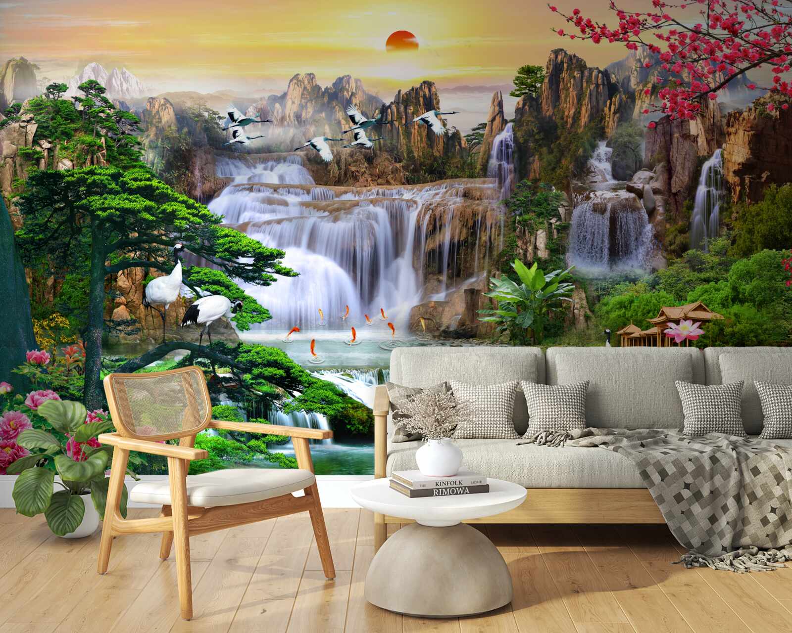 Фотошпалери птахи та водоспади