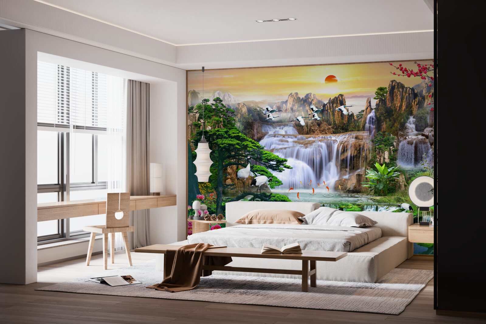 Фотошпалери птахи та водоспади