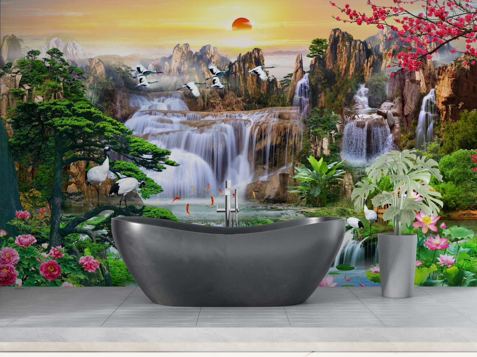 Фотошпалери птахи та водоспади