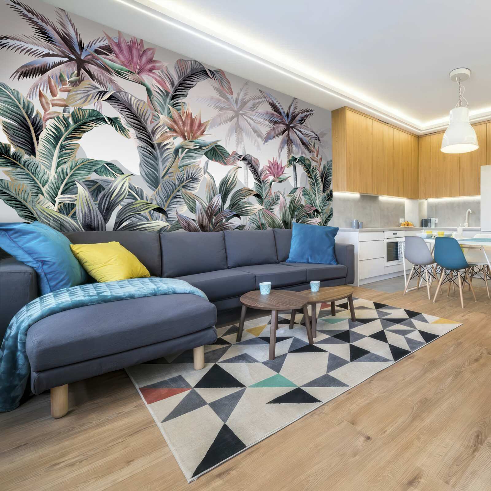 Фотошпалери дерева з листям ростуть у джунглях