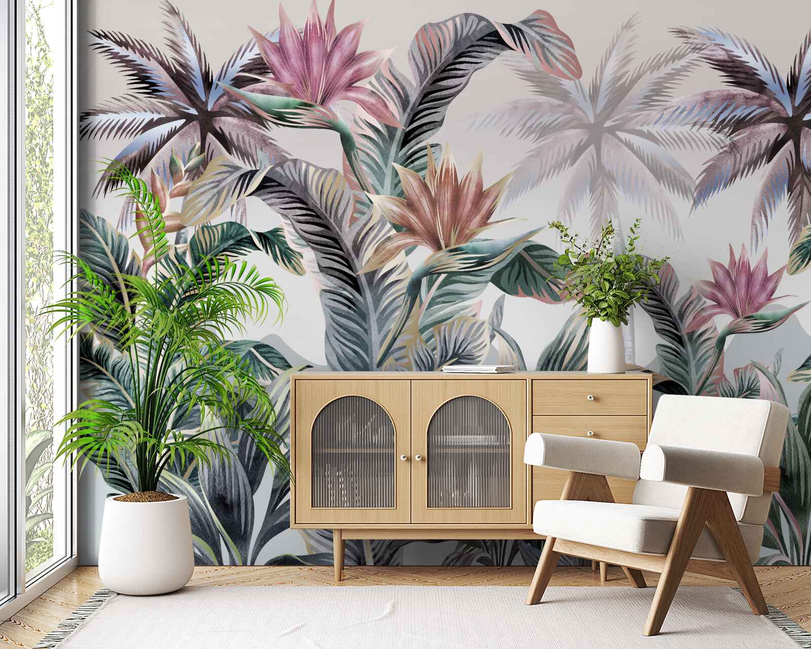 Фотошпалери дерева з листям ростуть у джунглях