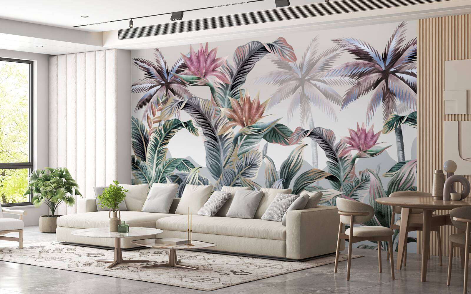 Фотошпалери дерева з листям ростуть у джунглях