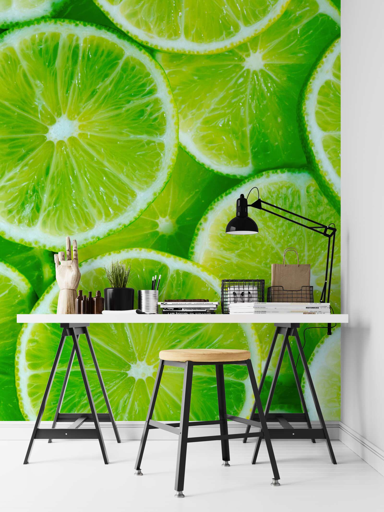 Фотошпалери лайм нарізати тонкими круглими скибочками