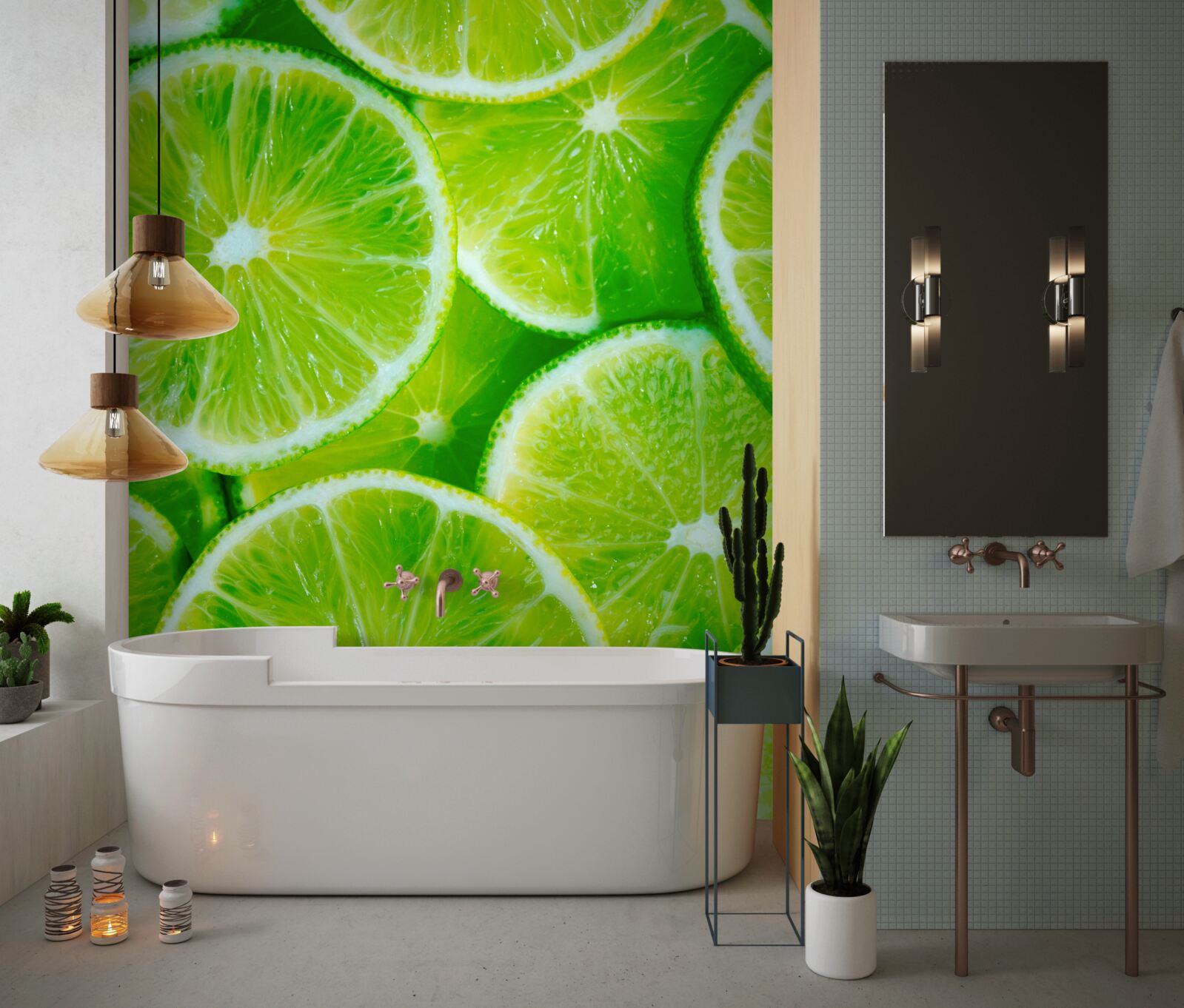 Фотошпалери лайм нарізати тонкими круглими скибочками