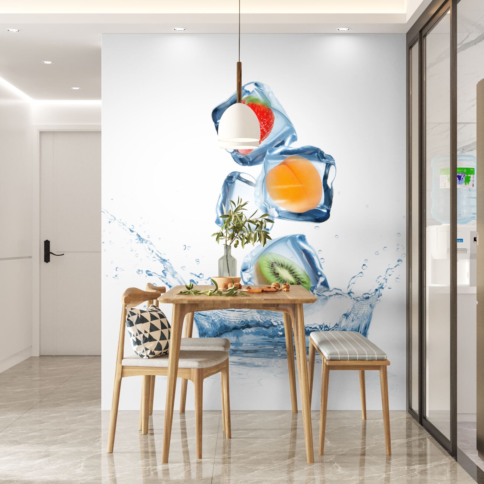 Фотошпалери кубики льоду з фруктами