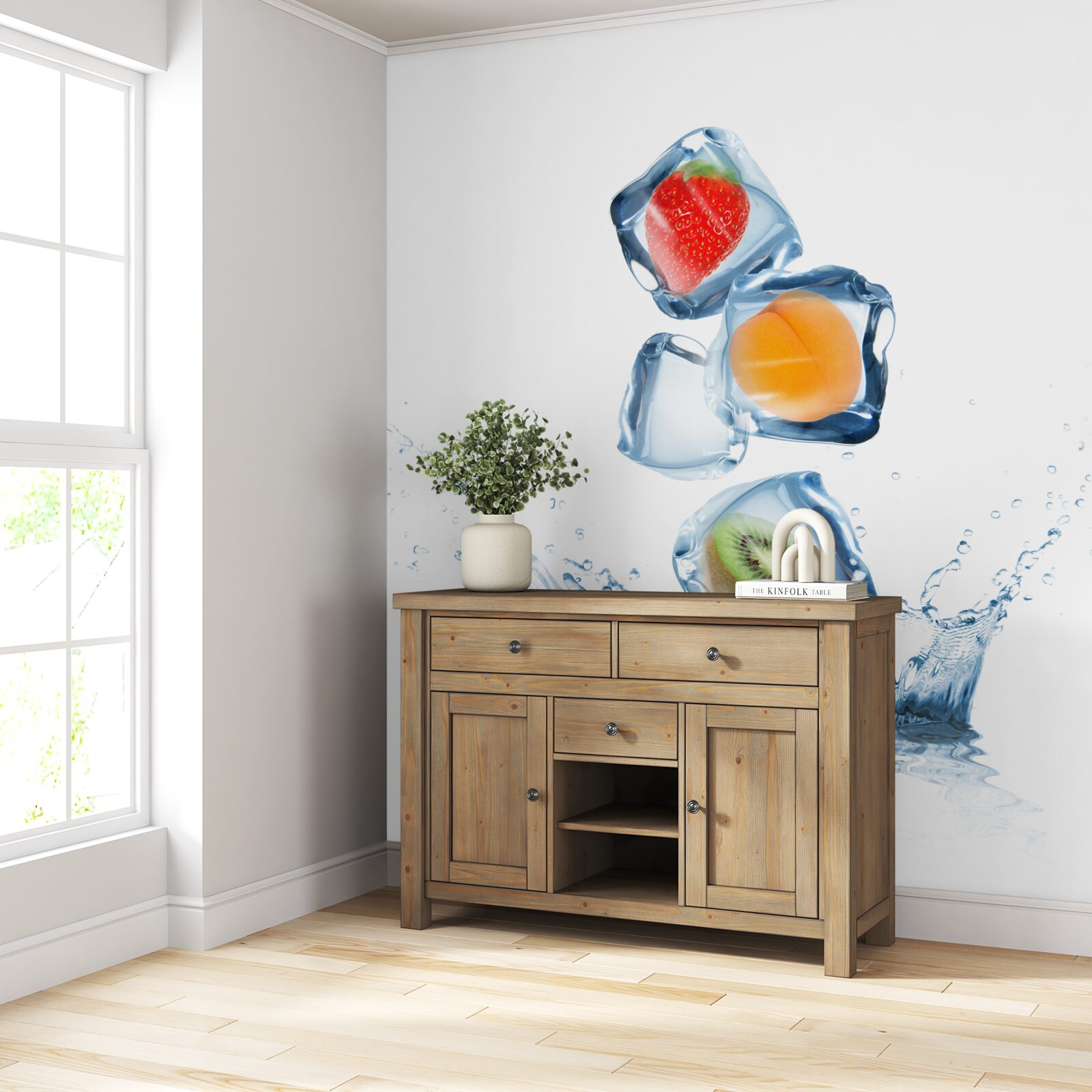 Фотошпалери кубики льоду з фруктами