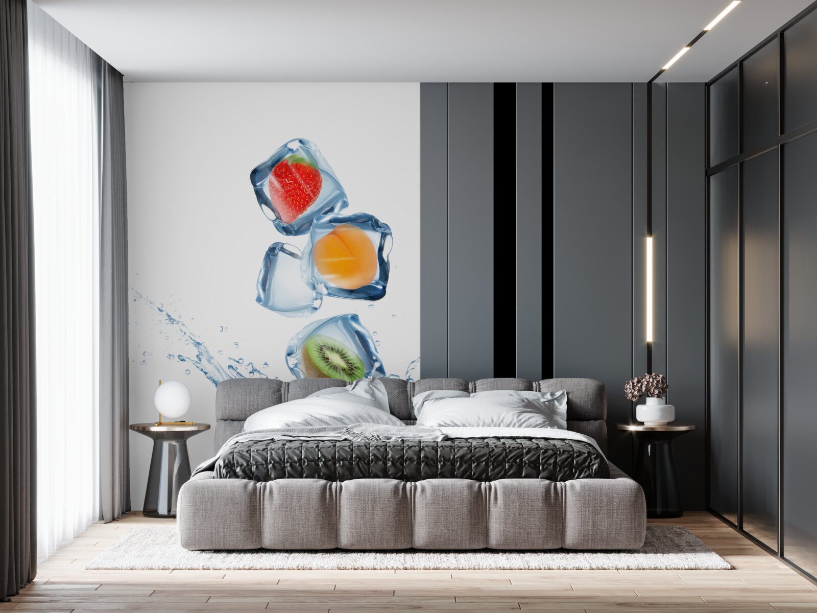 Фотошпалери кубики льоду з фруктами