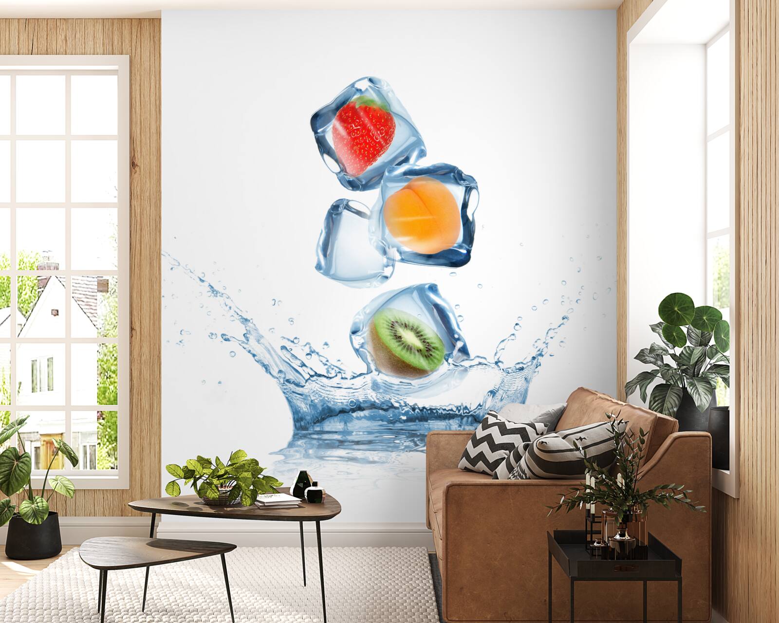 Фотошпалери кубики льоду з фруктами