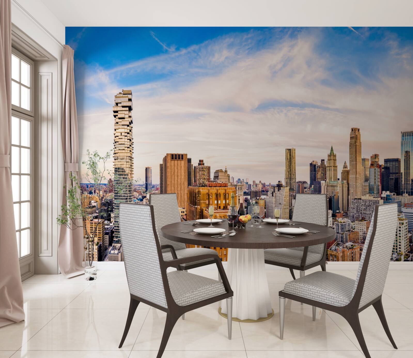 Фотошпалери захід сонця над нижнім манхеттеном