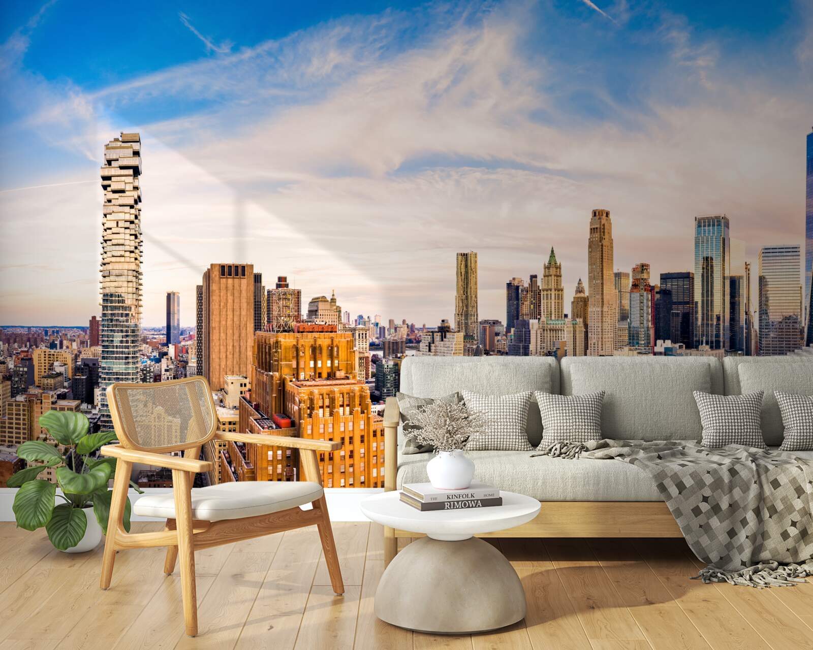 Фотошпалери захід сонця над нижнім манхеттеном