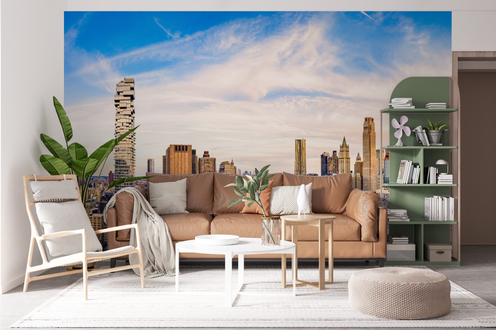 Фотошпалери захід сонця над нижнім манхеттеном