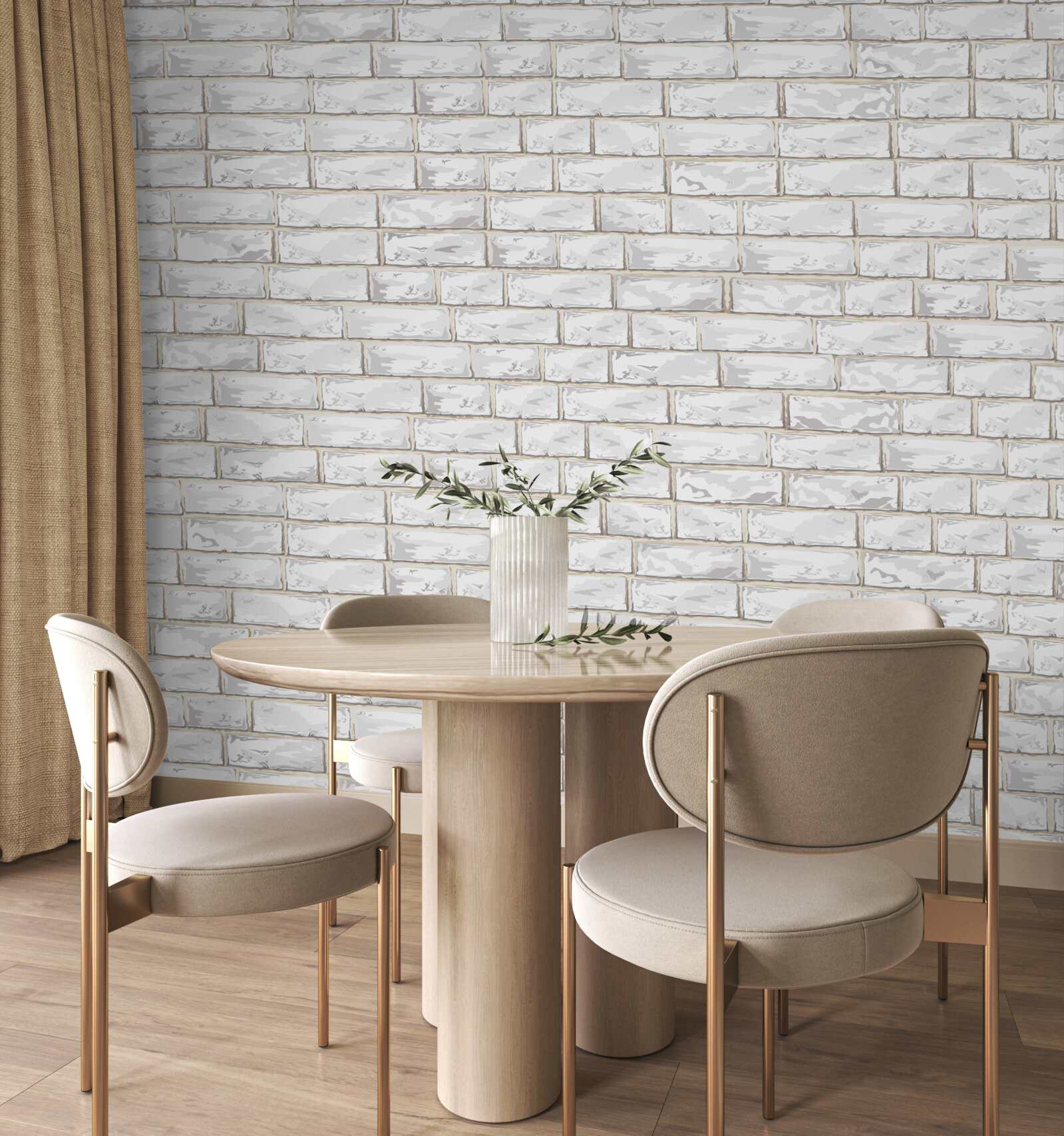 Фотошпалери Стіна викладена білою цеглою