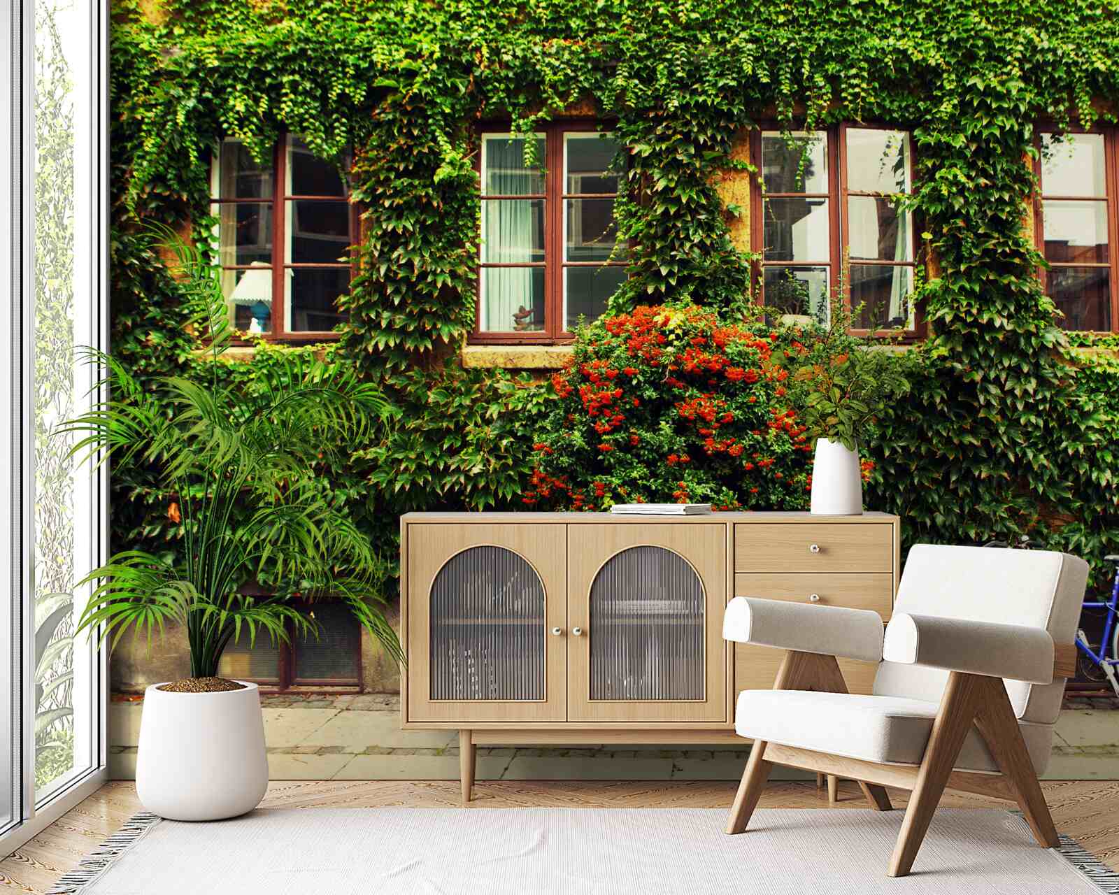 Фотошпалери будинок, зарослий плющем від старості