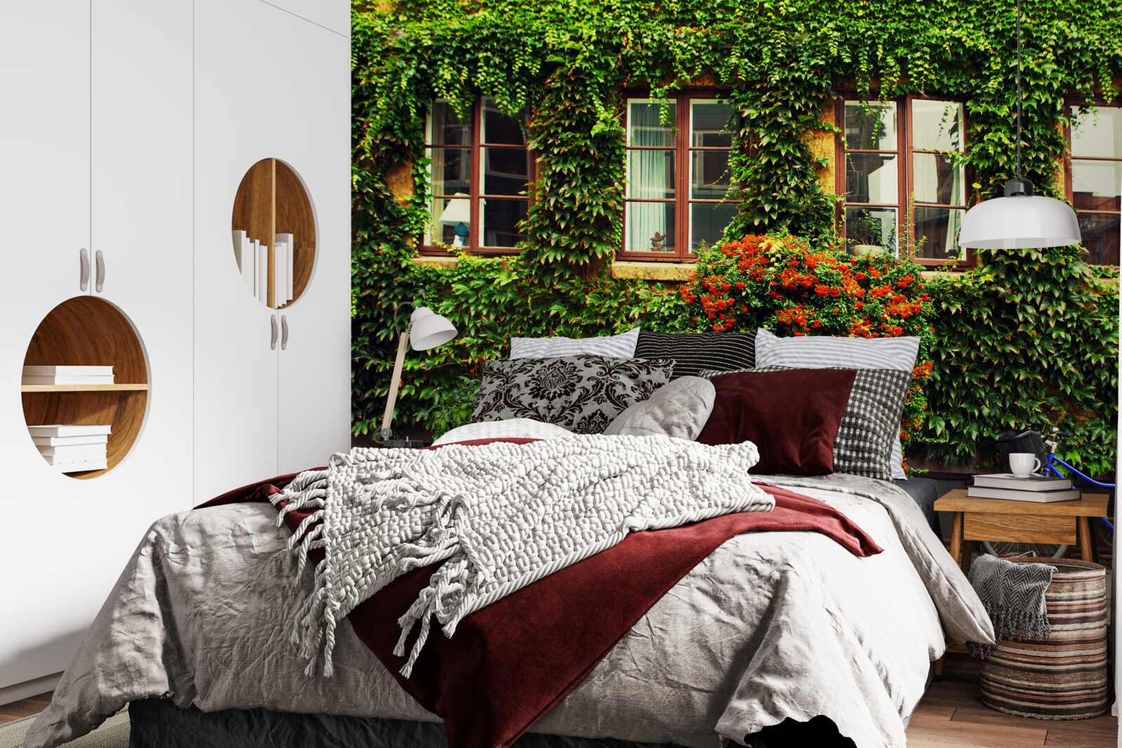 Фотошпалери будинок, зарослий плющем від старості