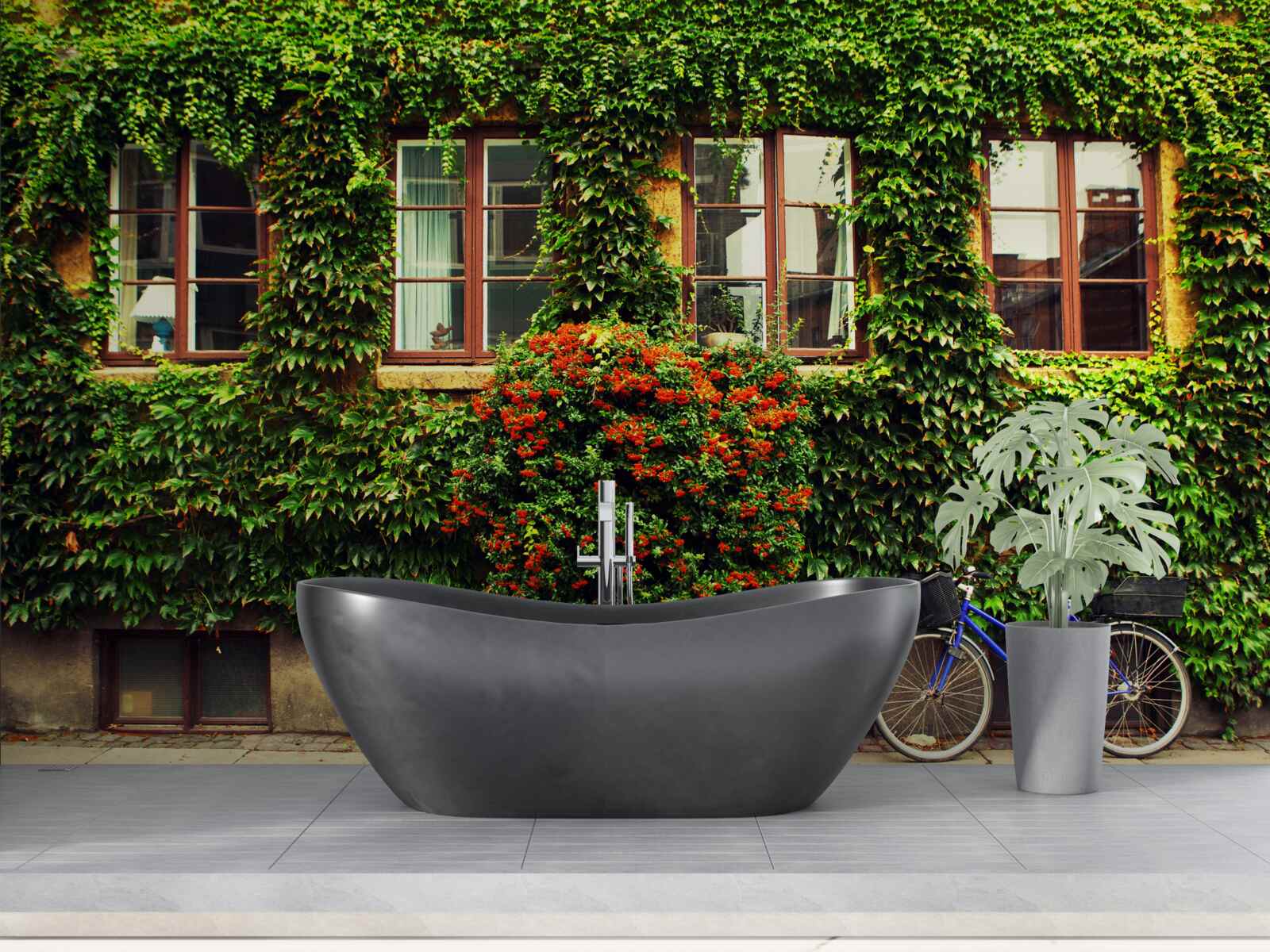 Фотошпалери будинок, зарослий плющем від старості