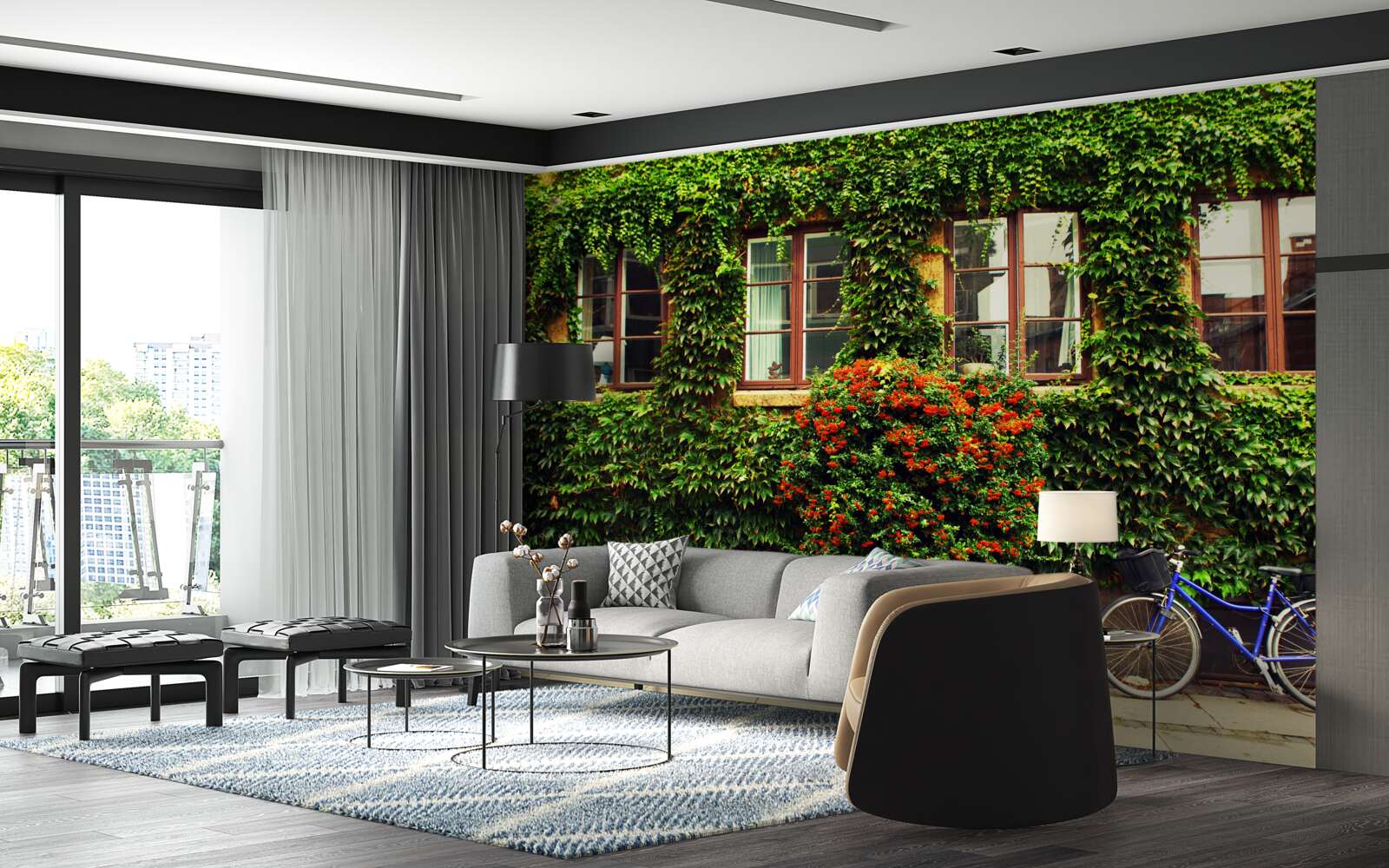 Фотошпалери будинок, зарослий плющем від старості