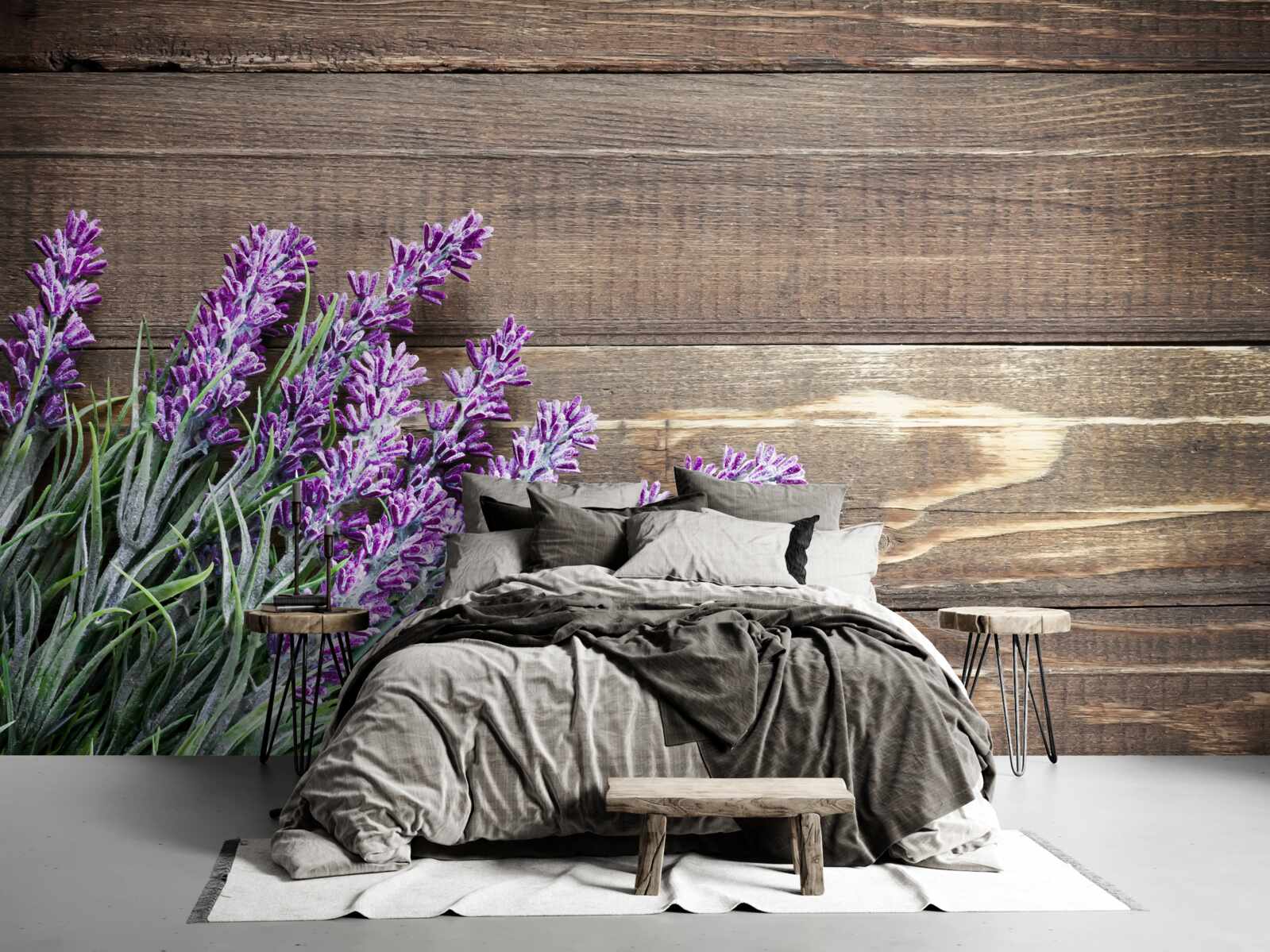 Фотошпалери гілки лаванди на задньому плані з деревом