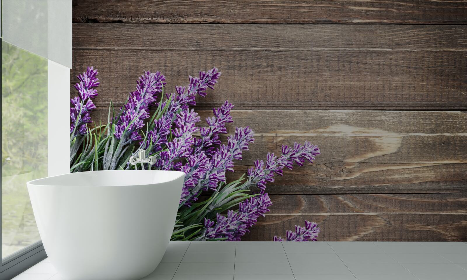 Фотошпалери гілки лаванди на задньому плані з деревом